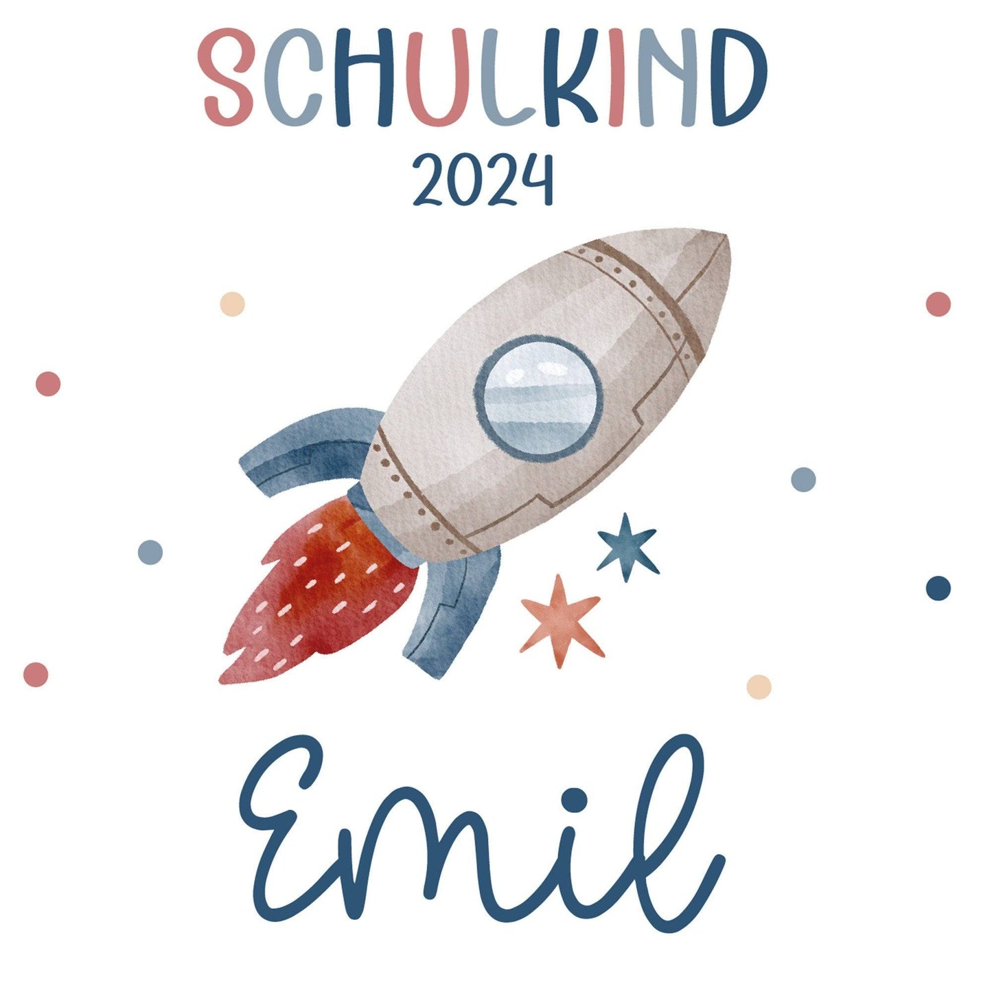 Einschulung Spardose Rakete Schulkind 2024 mit Wunschname Name Kind personalisiert Kinder Geburtstagsgeschenk mit Wunschtext kleinebuchstaben