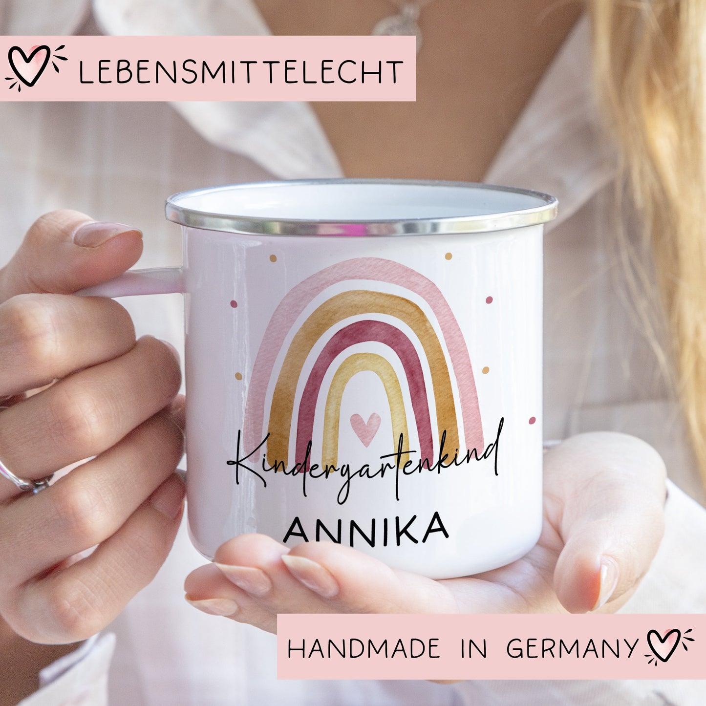 Kindergartenkind Geschenk zum Kindergartenstart Kindergartenkind Tasse Kita Start Tasse Kindergarten Personalisiert Emaille Tasse Becher kleinebuchstaben