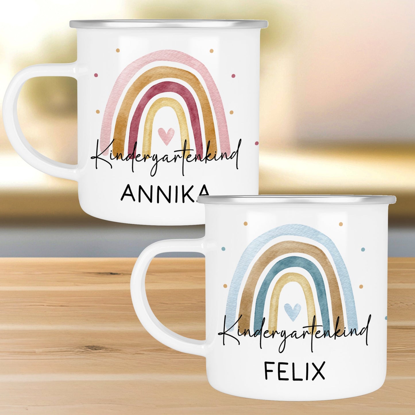 Kindergartenkind Geschenk zum Kindergartenstart Kindergartenkind Tasse Kita Start Tasse Kindergarten Personalisiert Emaille Tasse Becher kleinebuchstaben