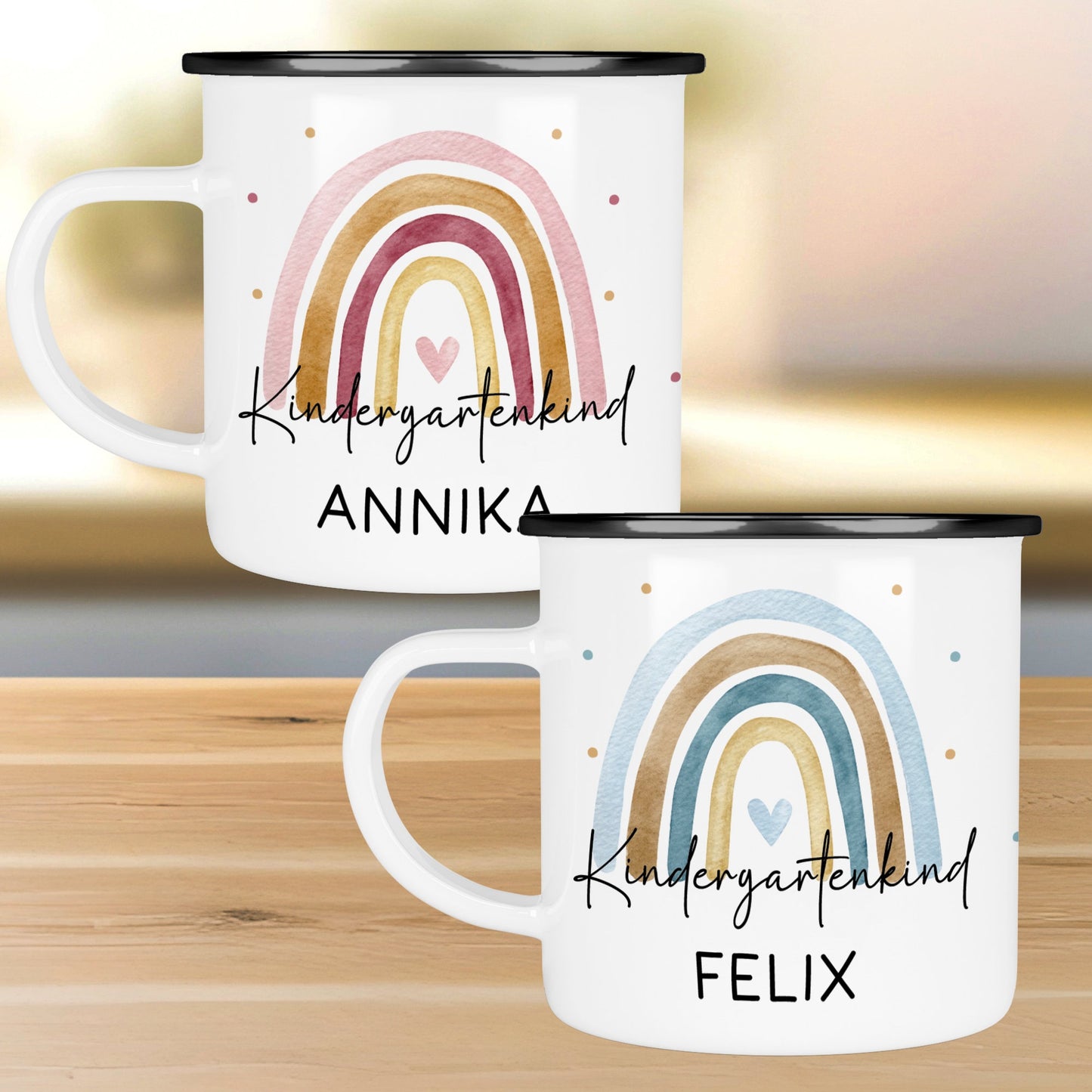 Kindergartenkind Geschenk zum Kindergartenstart Kindergartenkind Tasse Kita Start Tasse Kindergarten Personalisiert Emaille Tasse Becher kleinebuchstaben