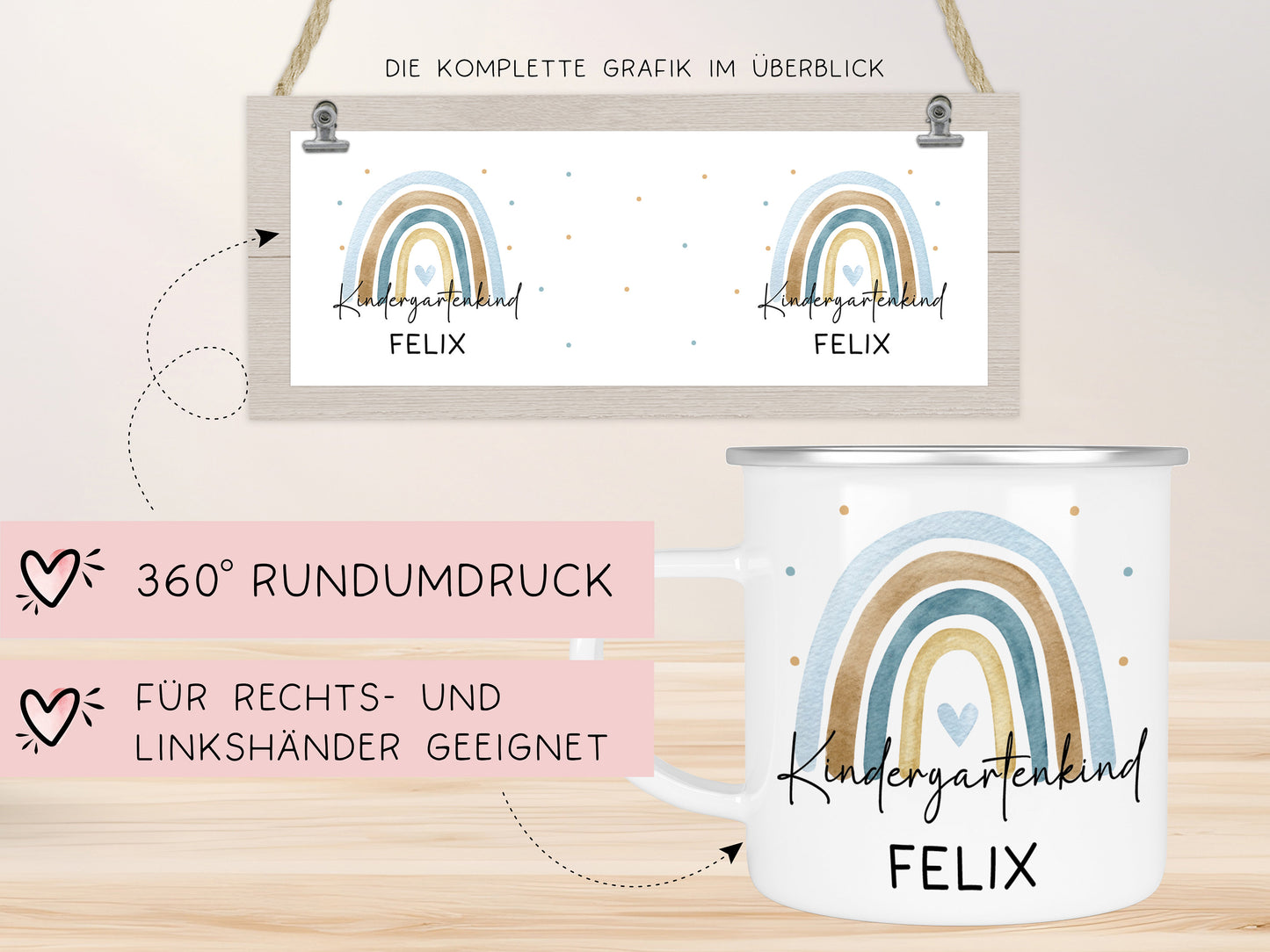 Kindergartenkind Geschenk zum Kindergartenstart Kindergartenkind Tasse Kita Start Tasse Kindergarten Personalisiert Emaille Tasse Becher kleinebuchstaben