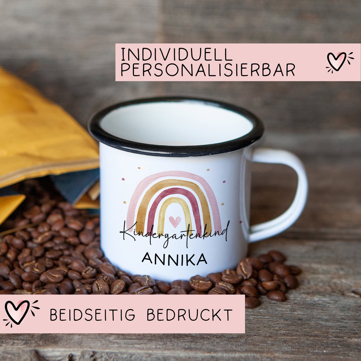 Kindergartenkind Geschenk zum Kindergartenstart Kindergartenkind Tasse Kita Start Tasse Kindergarten Personalisiert Emaille Tasse Becher kleinebuchstaben