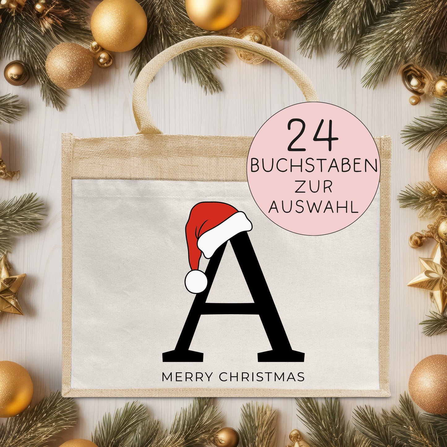 Personalisierte Nikolaus Tasche Weihnachten - Nikolausgeschenk - Statt Geschenkpapier - Pocket Beutel - Monogramm - Buchstaben - Geschenk kleinebuchstaben