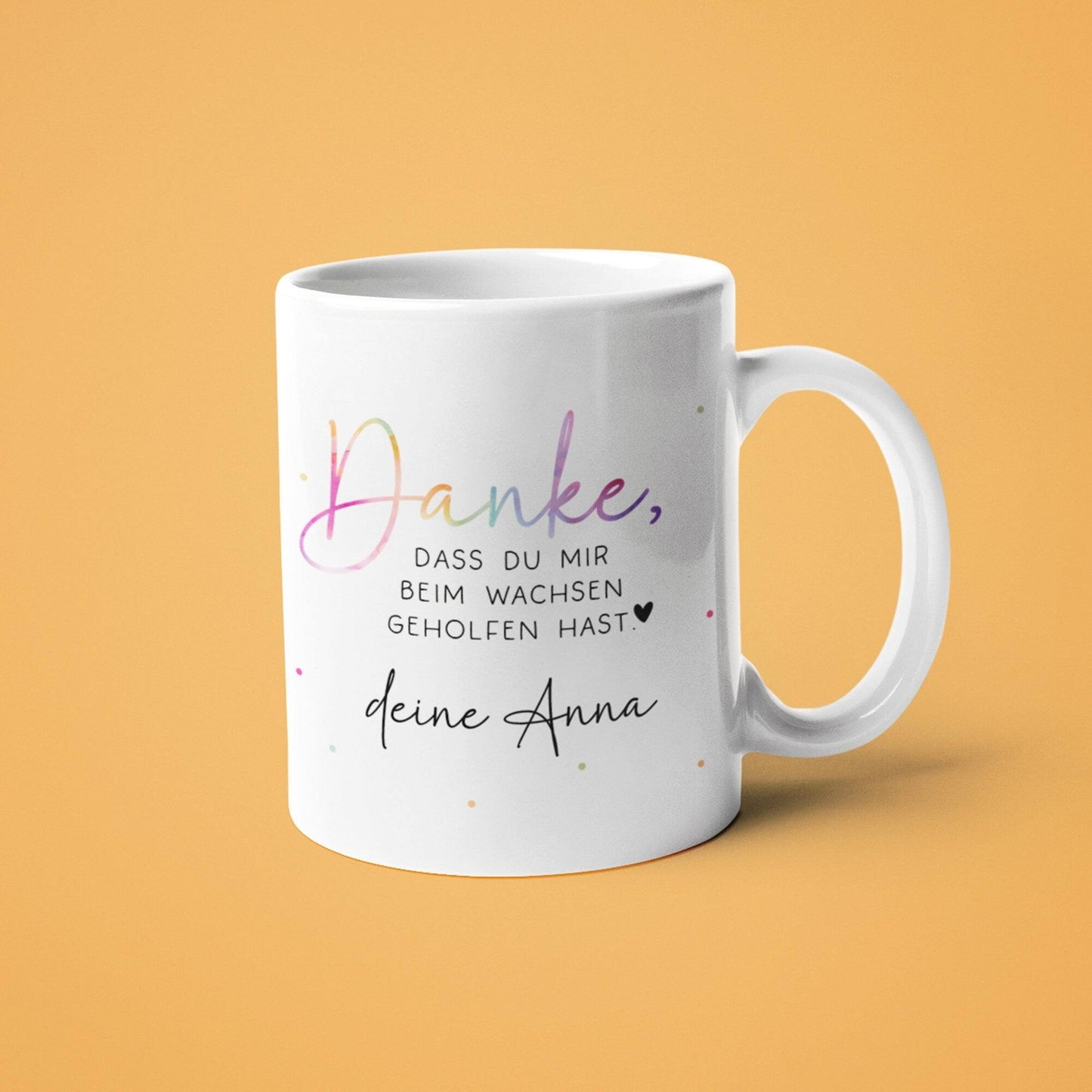 Personalisierte Tasse - Danke dass du mir beim wachsen geholfen hast - Erzieherin Tasse - Tasse Erzieherin Abschied - Wunschnamen - Geschenk kleinebuchstaben Tasse - Weiß