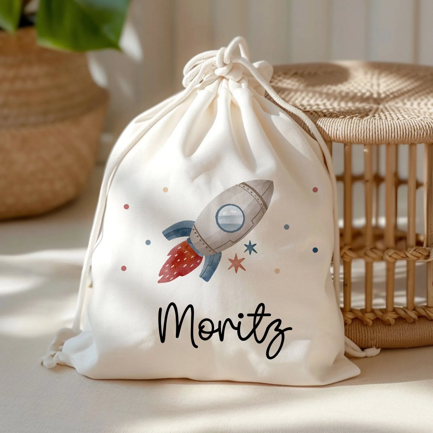 Sportbeutel Rucksack Rakete Stoffbeutel Turnbeutel Gymsack Kindergartentasche Schule Kindergarten Weltraum - Weihnachten oder Geburtstag -06 kleinebuchstaben Rakete Turnbeutel