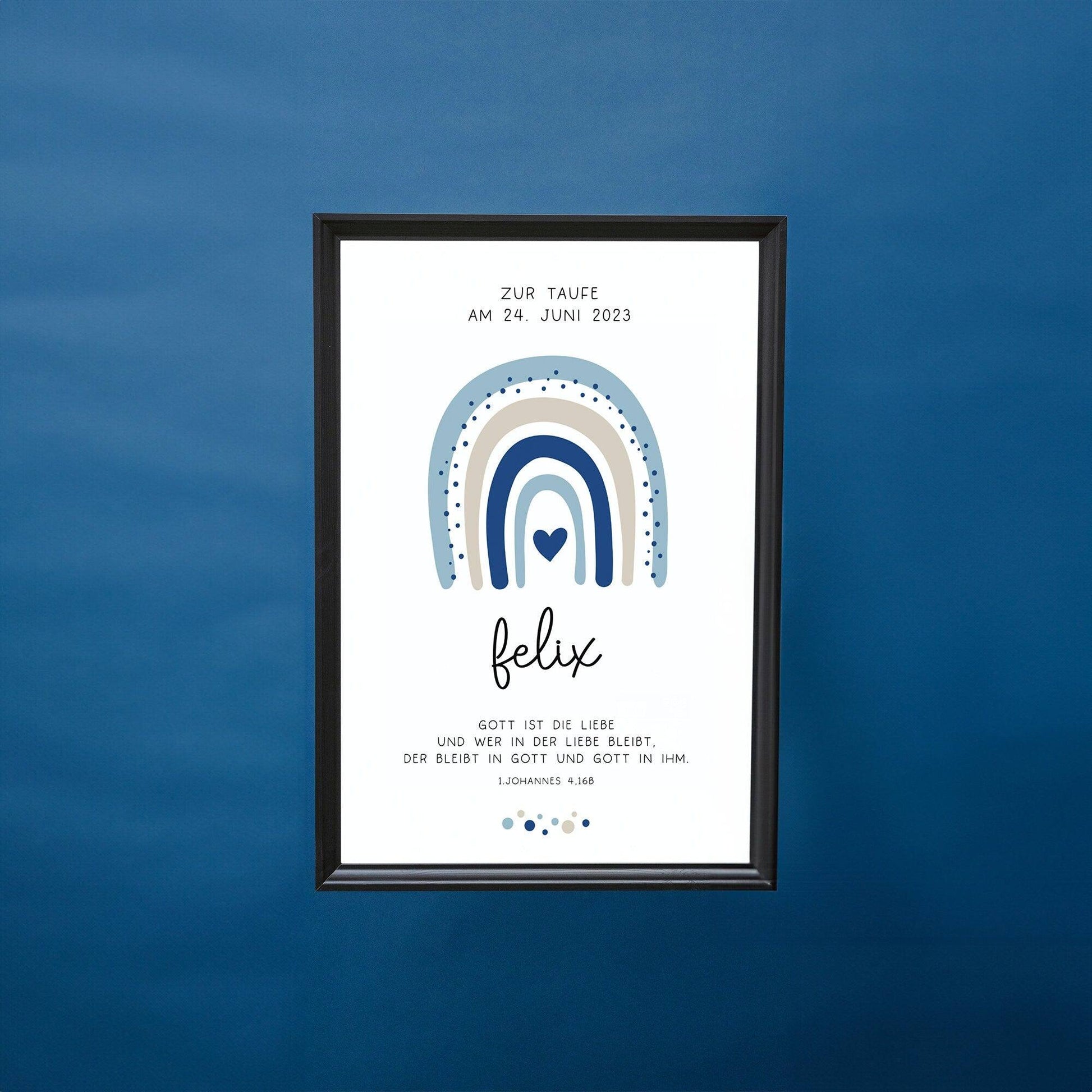 Taufgeschenk Taufe Poster personalisiert Patenkind Regenbogen Junge mit Namen- Geschenke Taufpate Patengeschenk Patenonkel Patentante Spruch  kleinebuchstaben