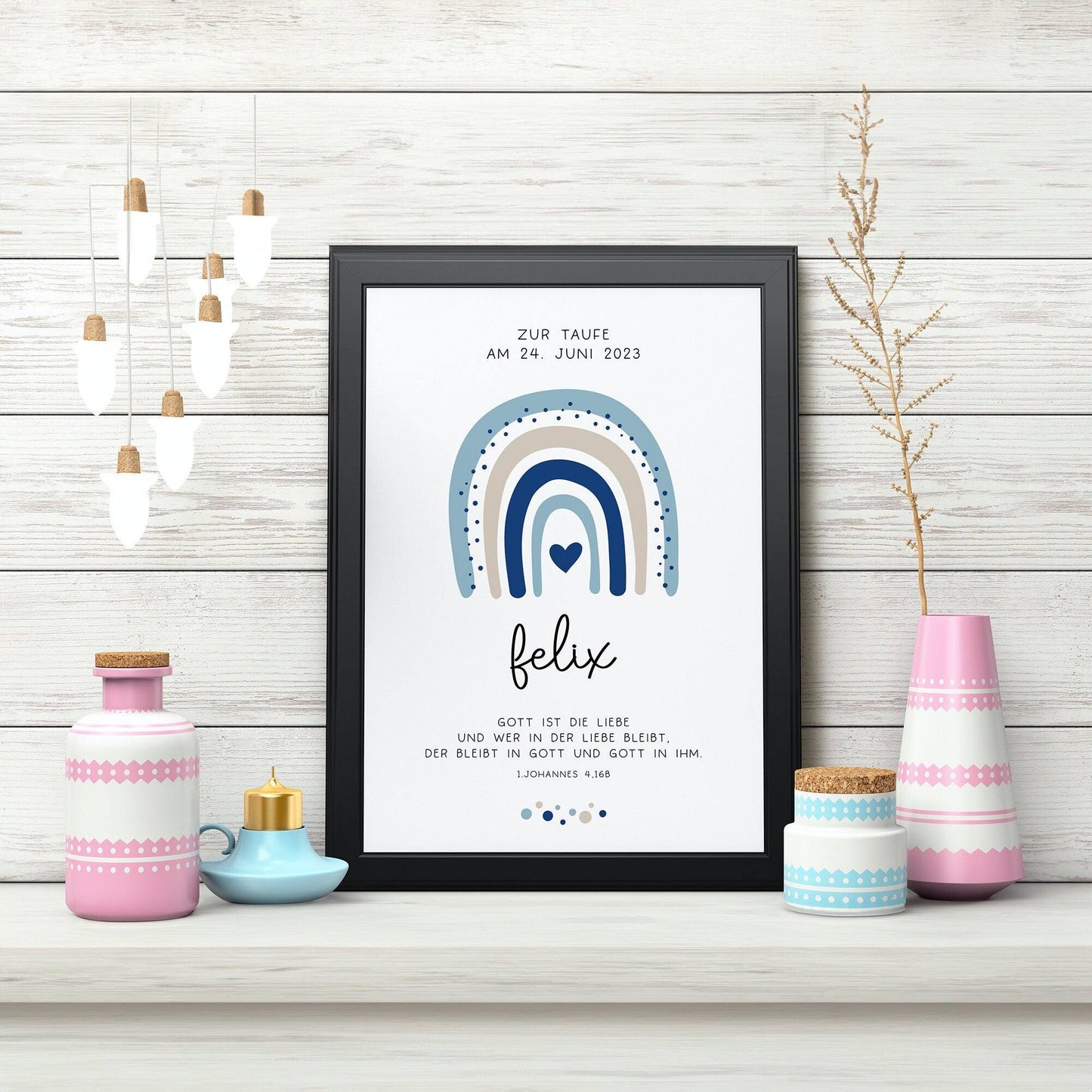 Taufgeschenk Taufe Poster personalisiert Patenkind Regenbogen Junge mit Namen- Geschenke Taufpate Patengeschenk Patenonkel Patentante Spruch  kleinebuchstaben