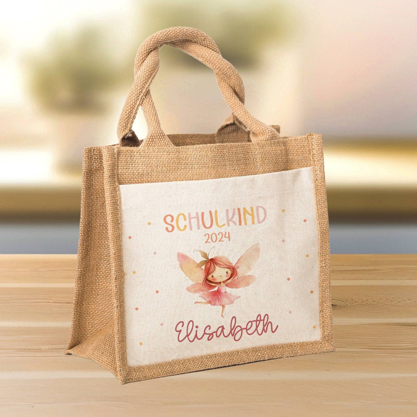 Ballerina Fee Schulkind Tasche 2024, Schultasche, Geschenk Einschulung, Schultüte, personalisierte Jutetasche, Einschulungsgeschenk kleinebuchstaben Ballerina - Fee Pocket-Tasche