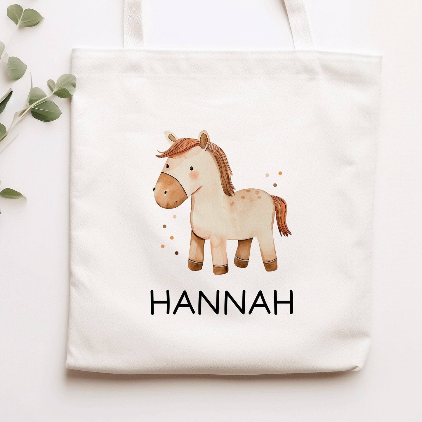 Einschulung Stofftasche mit Namen Pferd personalisiert Kinder-Beutel als Sporttasche, Wechselwäsche, Stoffbeutel Kita, Schule & Kindergarten kleinebuchstaben