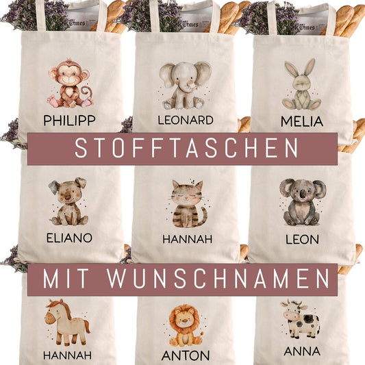 Einschulung Stofftasche mit Wunschnamen personalisiert Kinder-Beutel als Sporttasche, Wechselwäsche, Stoffbeutel Kita, Schule & Kindergarten  kleinebuchstaben