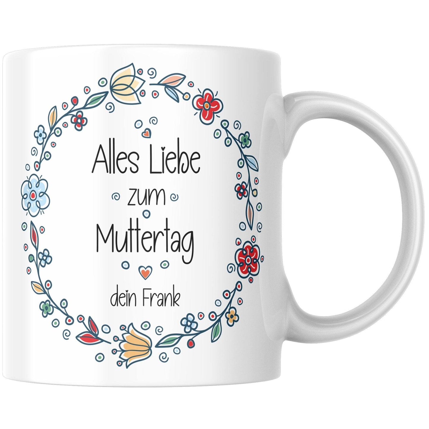 Personalisierte Tasse zum Muttertag mit eigenen Namen • Motiv: Alles liebe zum Muttertag • Kaffeetasse • Teetasse • Geschenk für die Mama kleinebuchstaben