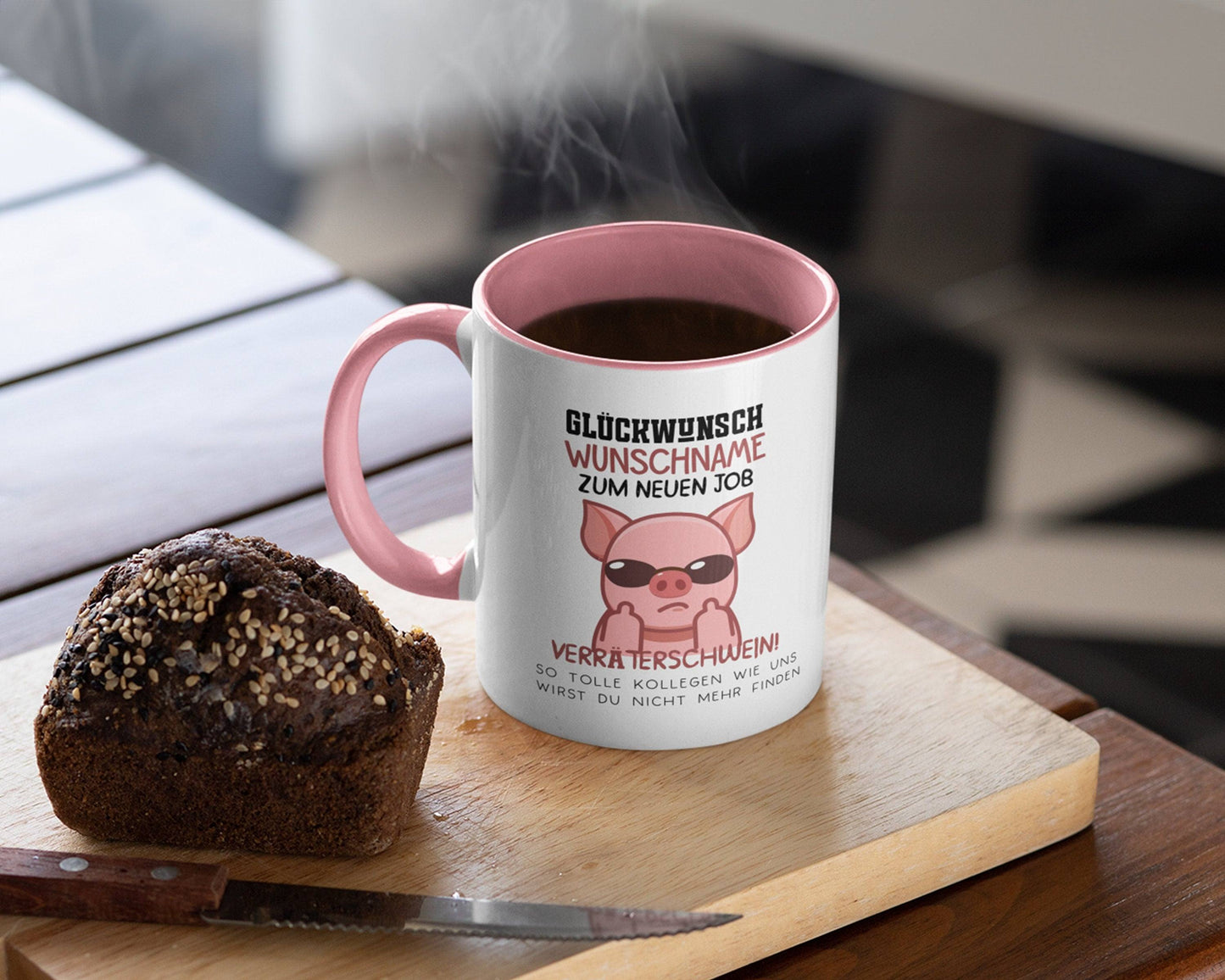 Personalisierte Tasse mit Spruch: Glückwunsch zum neuen Job Verräter! - Abschiedsgeschenk Kollegen - Kaffeetasse als Geschenk zum Abschied kleinebuchstaben
