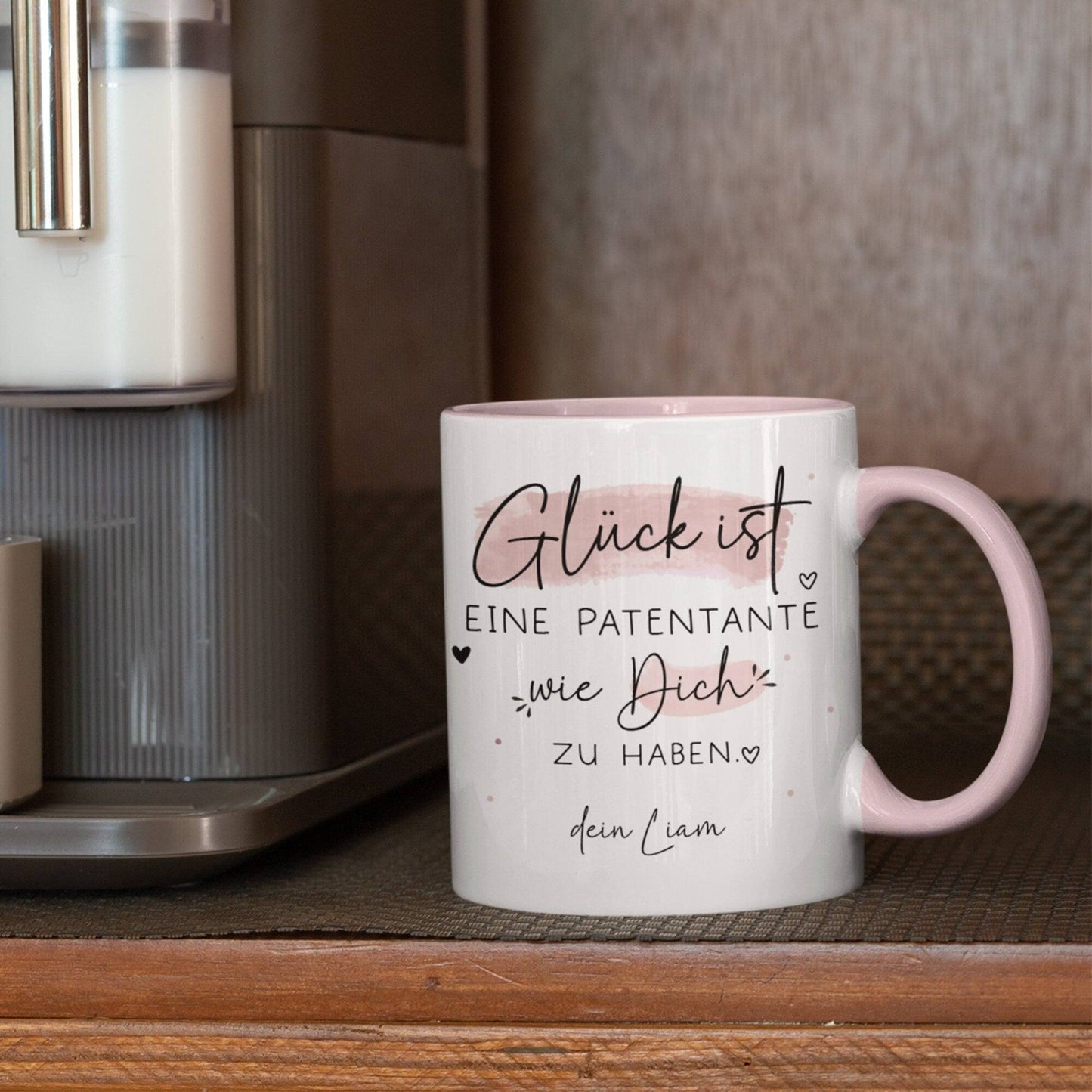 Personalisierte Tasse – Glück ist eine PATENTANTE wie dich zu haben - Geschenk zum Muttertag Geburtstag, Ostern, Weihnachten kleinebuchstaben