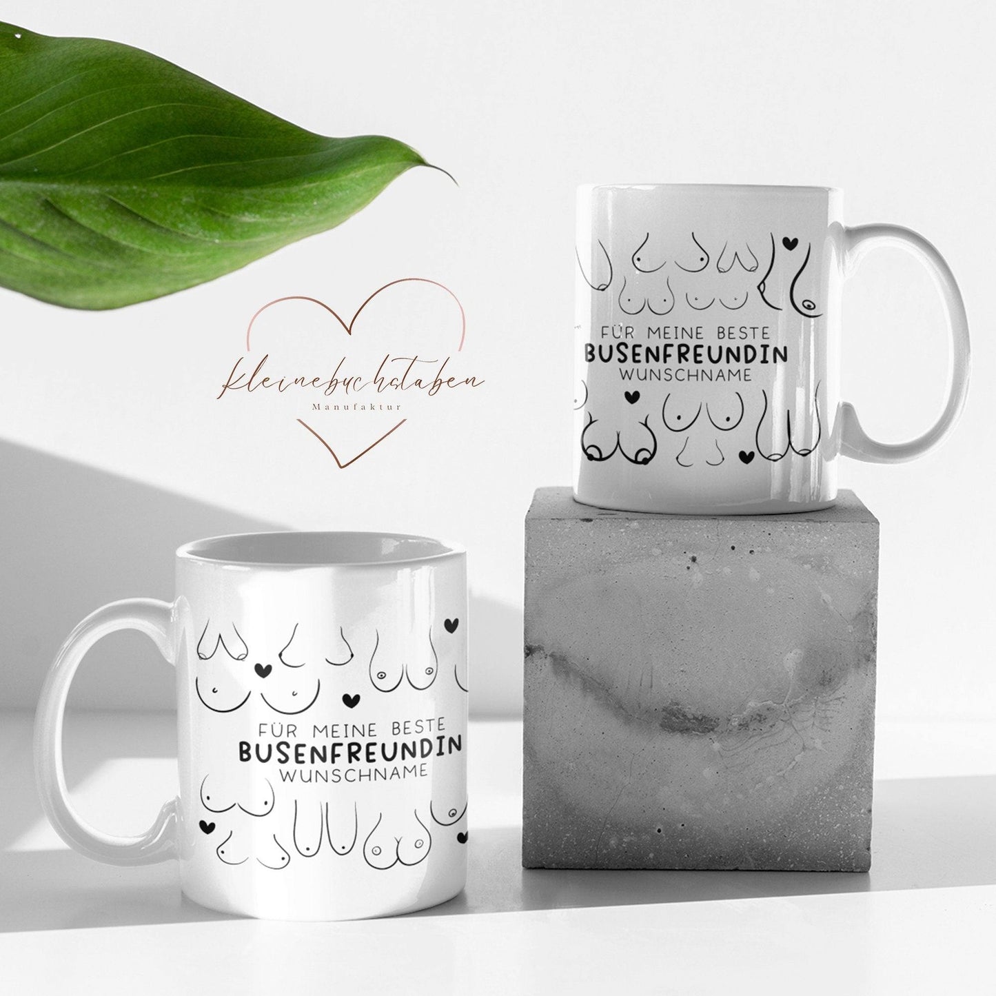 Personalisierte Busenfreundin Tasse in weiß | Für die beste Freundin - BFF - Muttertag Geschenk - liebste Freundin - mit Namen - 330ml kleinebuchstaben