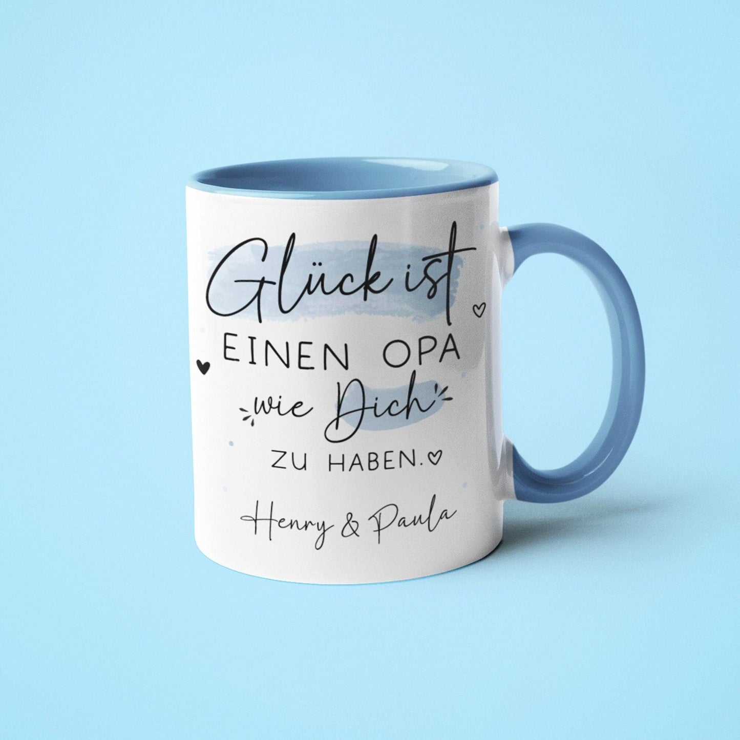 Personalisierte Tasse mit Spruch "Glück ist einen Opa wie dich zu haben" zum Geburtstag, Geschenk, Ostern, Weihnachtsgeschenk, Großvater kleinebuchstaben