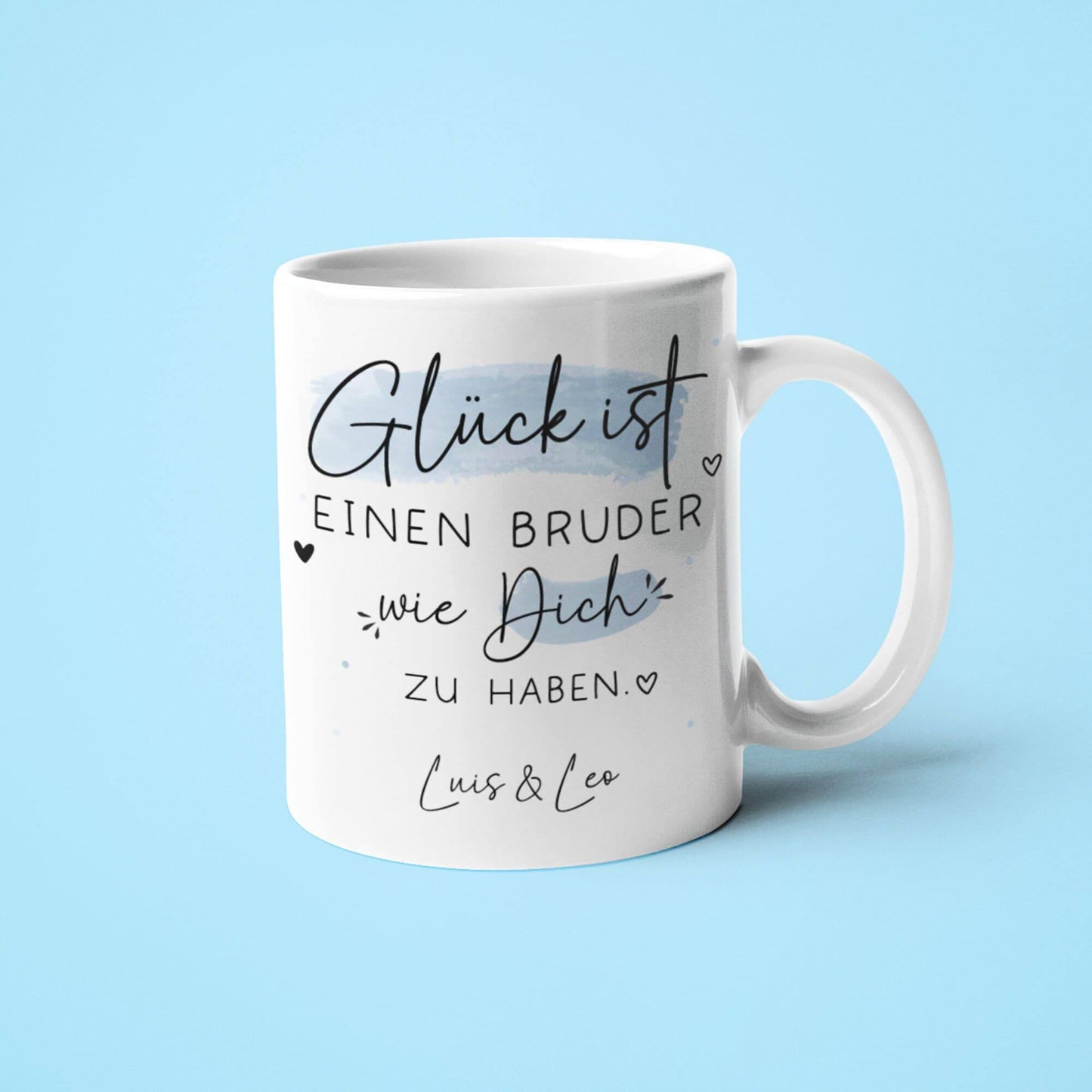 Personalisierte Tasse Bruder Name mit Spruch "Glück ist einen Bruder wie dich zu haben" zum Geburtstag, Geschenk, Ostern, Weihnachtsgeschenk,Wunschnamen kleinebuchstaben
