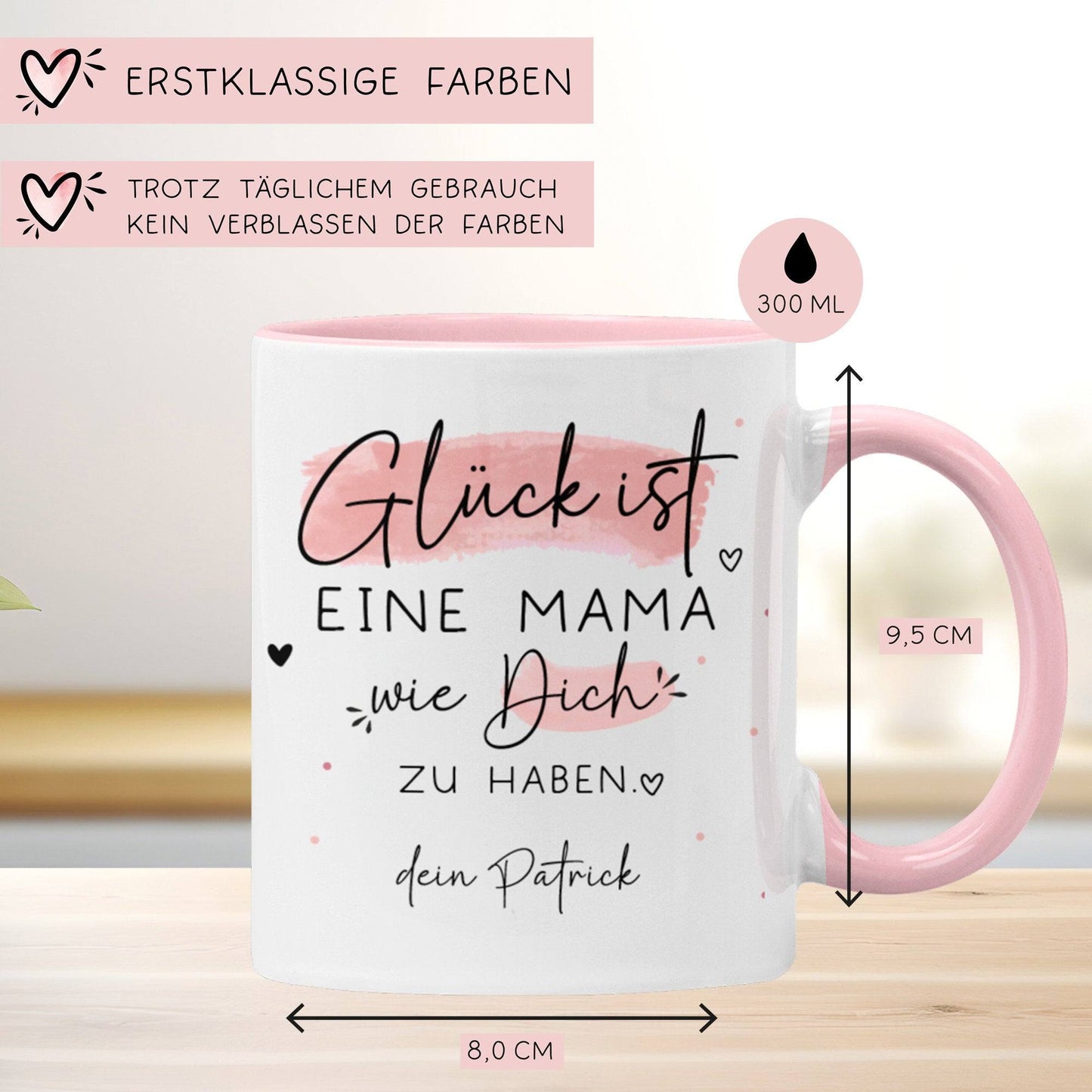 Muttertag Tasse Personalisiert– Glück ist eine MAMA wie dich zu haben - Geschenk zum Muttertag, Geburtstag, Ostern, oder Weihnachten kleinebuchstaben