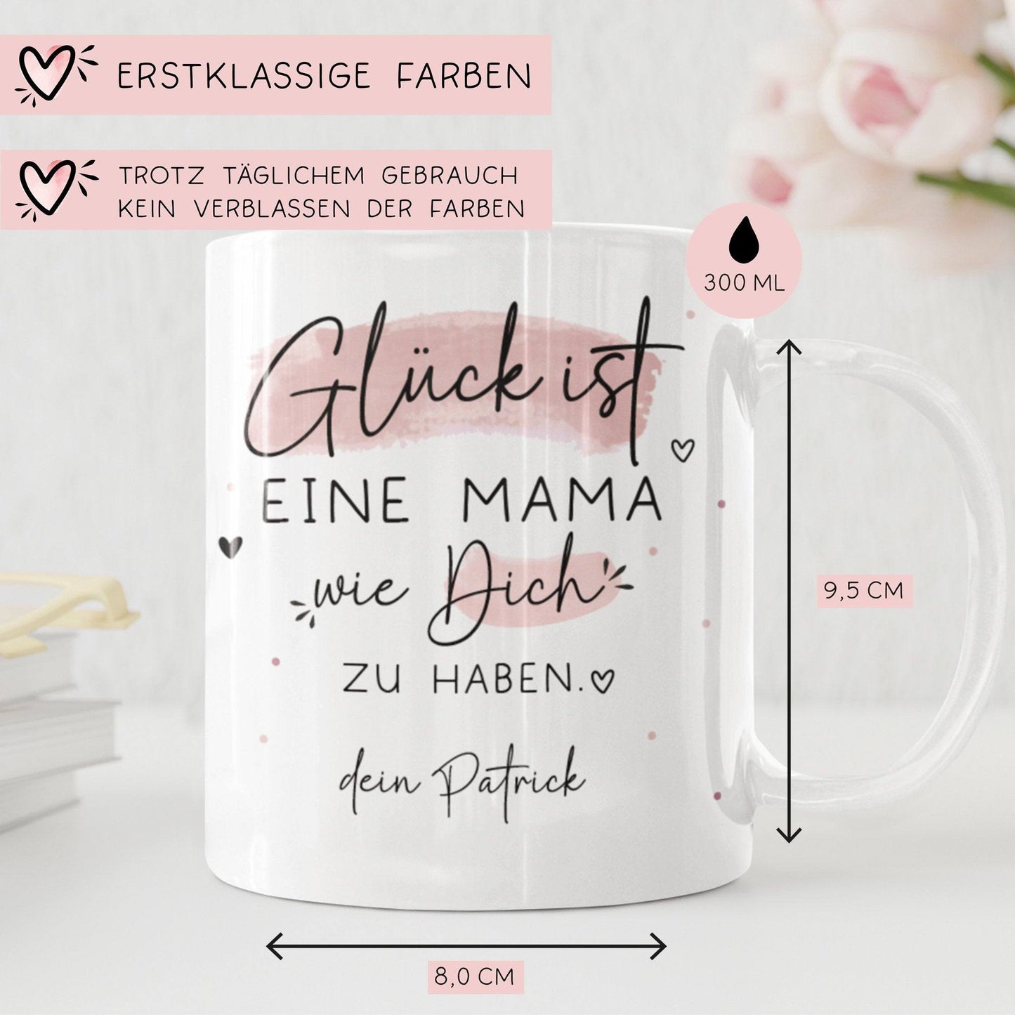 Personalisierte Tasse Mama Muttertag – Geschenk zum Muttertag, Geburtstag, Ostern, oder Weihnachten - mit Wunschnamen, Tasse mit Namen, Name kleinebuchstaben