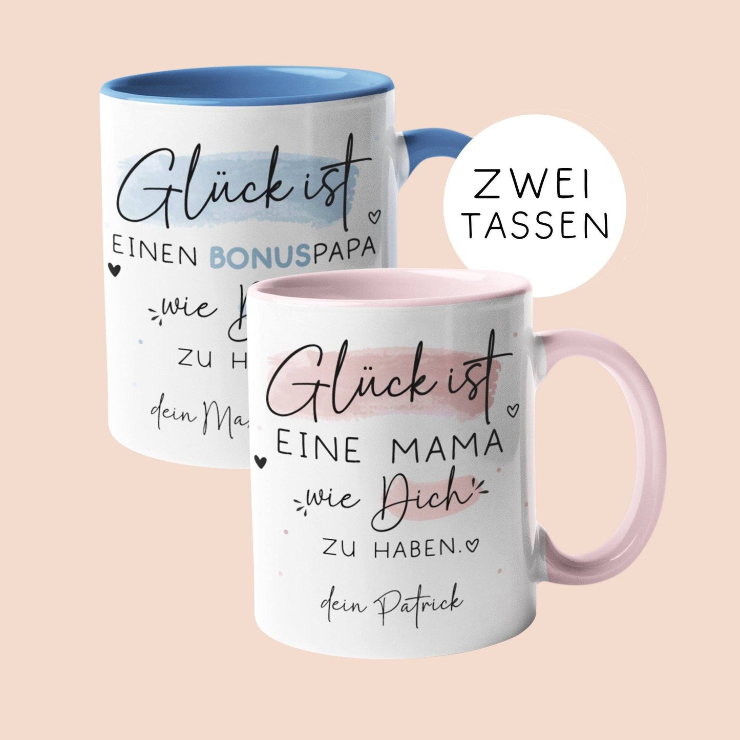 Bonuspapa Tasse personalisiert Bonus Papa zum Vatertag - Geburtstag - Kaffeetasse mit Wunschnamen. Geschenk, Geschenk, Weihnachtsgeschenk kleinebuchstaben Bonuspapa + Mama