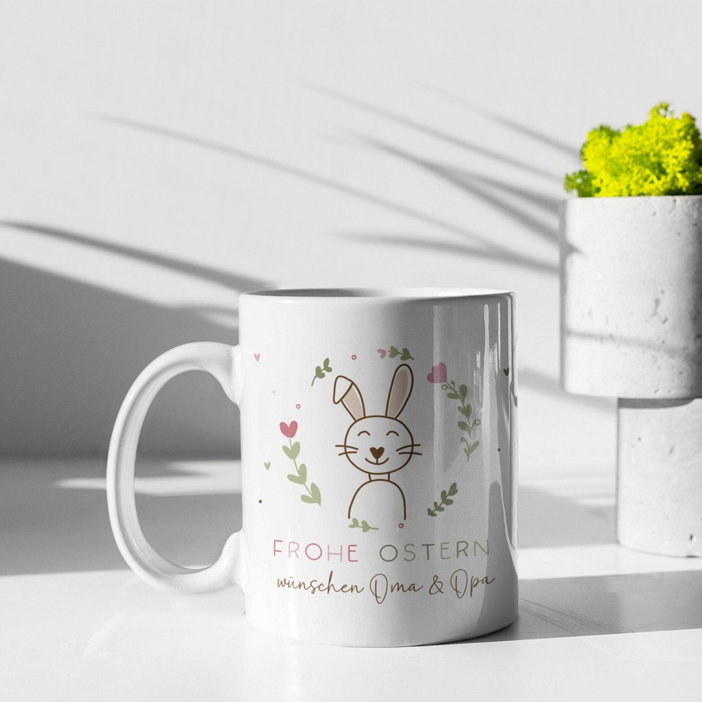 Ostertasse personalisiert mit Namen Frohe Ostern Hase Ostergeschenk für Kinder Männer Frauen Geschenkidee zu Ostern. Geschenk Tasse kleinebuchstaben