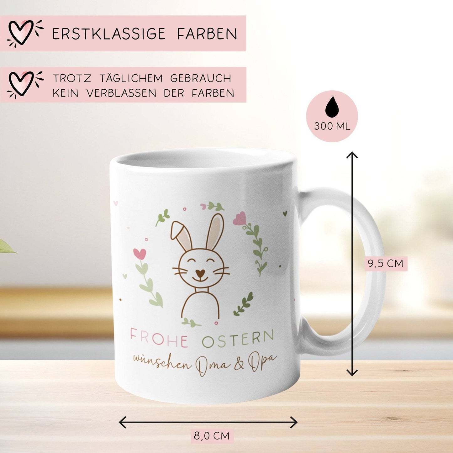 Ostertasse personalisiert mit Namen Frohe Ostern Hase Ostergeschenk für Kinder Männer Frauen Geschenkidee zu Ostern. Geschenk Tasse kleinebuchstaben