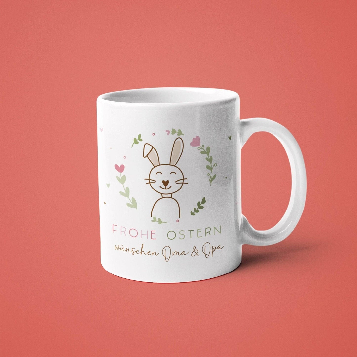 Ostertasse personalisiert mit Namen Frohe Ostern Hase Ostergeschenk für Kinder Männer Frauen Geschenkidee zu Ostern. Geschenk Tasse kleinebuchstaben