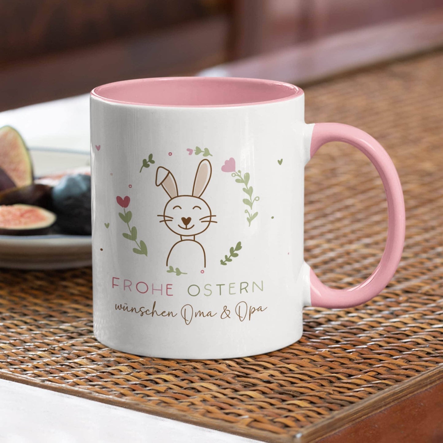 Ostertasse personalisiert mit Namen "Frohe Ostern" - Hase, Ostergeschenk für Kinder Männer Frauen Geschenkidee zu Ostern. Geschenk Tasse kleinebuchstaben
