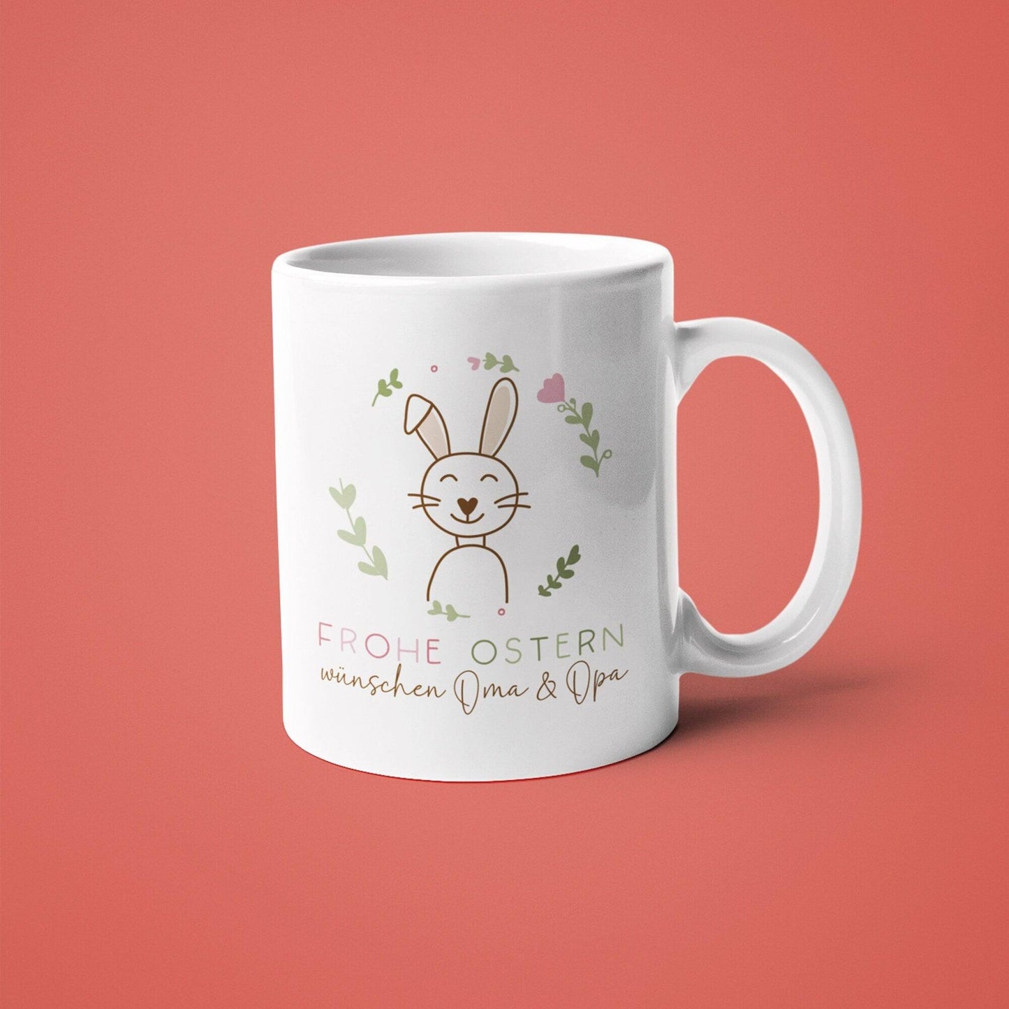 Ostergeschenk personalisiert Tasse mit Namen "Frohe Ostern" Hase Ostergeschenk für Kinder Männer Frauen Geschenkidee zu Ostern. Geschenk kleinebuchstaben