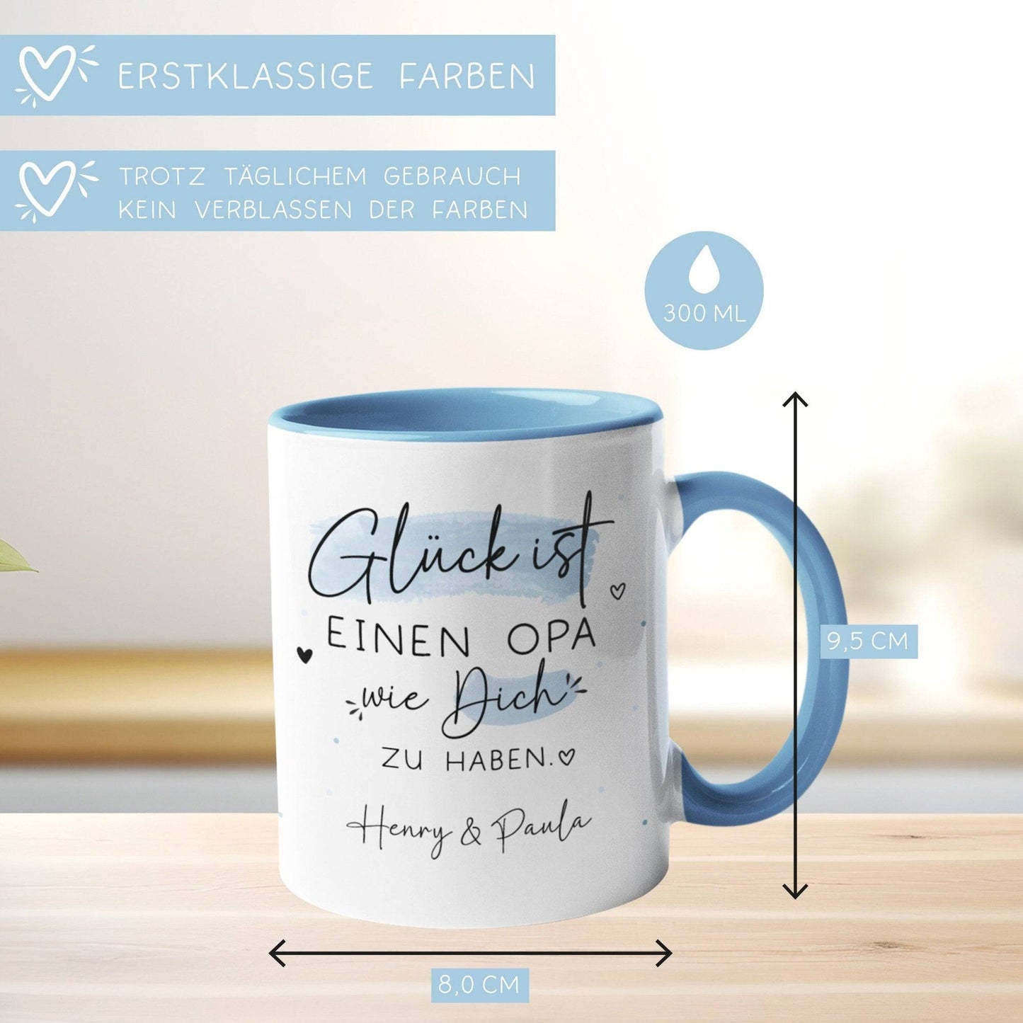 Personalisierte Tasse mit Spruch "Glück ist einen Opa wie dich zu haben" zum Geburtstag, Geschenk, Ostern, Weihnachtsgeschenk, Großvater kleinebuchstaben
