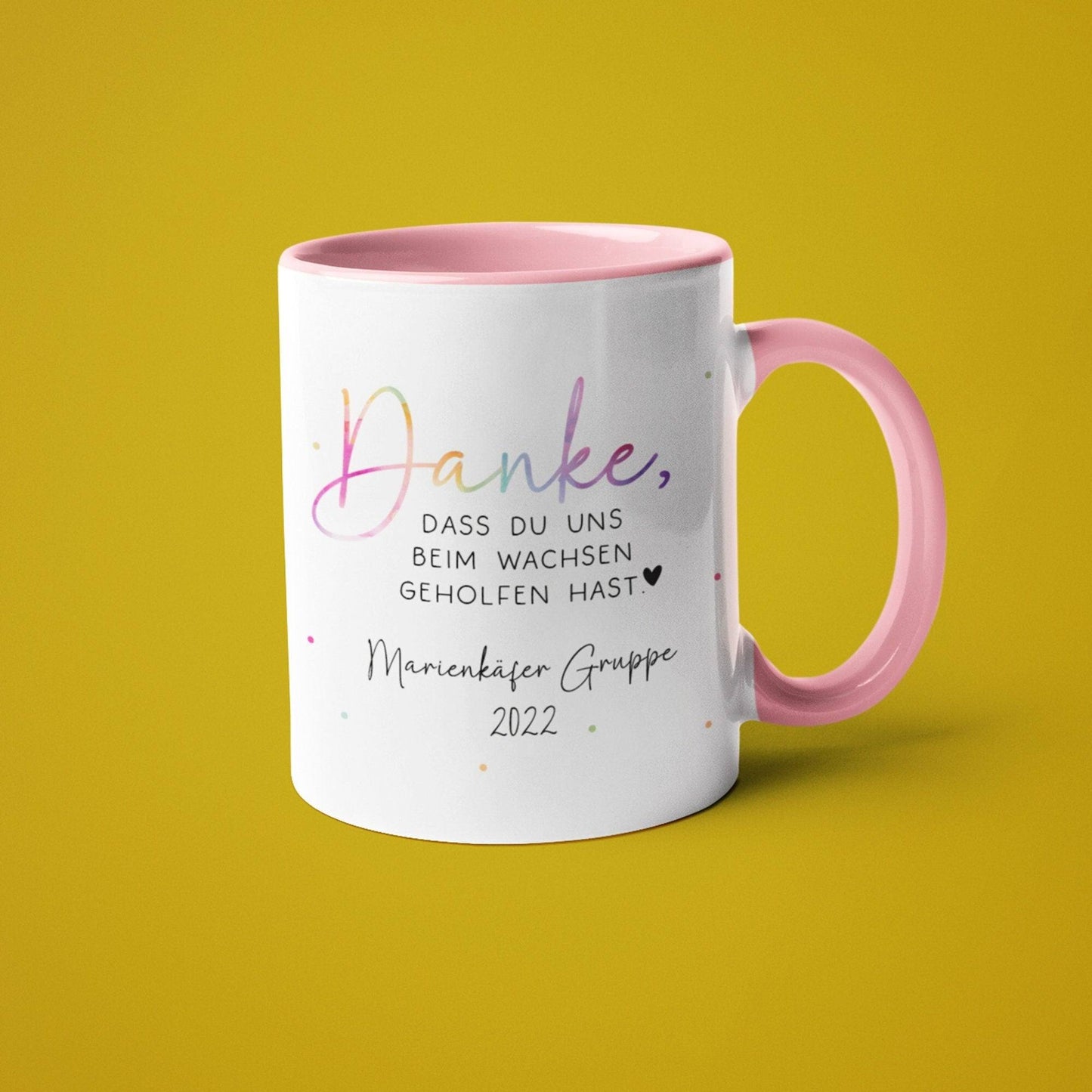 Personalisierte Tasse Danke, dass du uns beim Wachsen geholfen hast - Kindergarten Abschied - Tasse Erzieherin - Personalisiert - Geschenk kleinebuchstaben