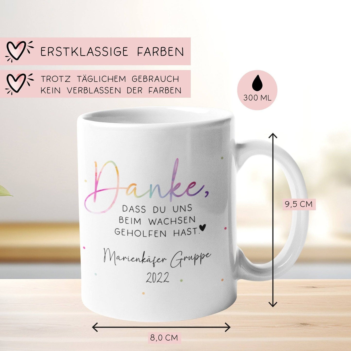 Tasse Personalisiert - Danke, dass du uns beim Wachsen geholfen hast - Abschied Kindergarten - Tasse Geschenk - Krabbelgruppe - Erzieher kleinebuchstaben
