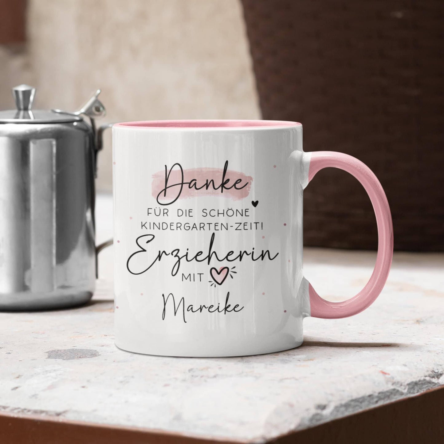 Personalisierte Tasse " Danke für die schöne Kindergarten-Zeit" Geschenke Namen Kinder. Geschenk für Erzieher und Erzieherin. Abschied kleinebuchstaben