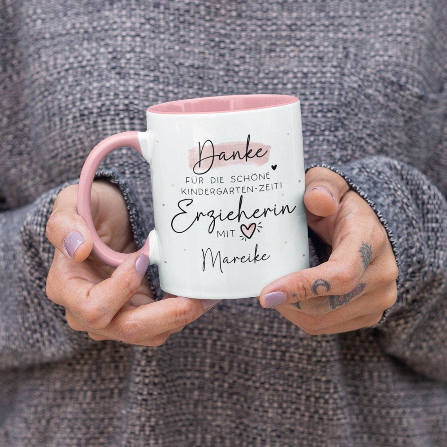 Personalisierte Tasse " Danke für die schöne Kindergarten-Zeit" Geschenke Namen Kinder. Geschenk für Erzieher und Erzieherin. Abschied kleinebuchstaben