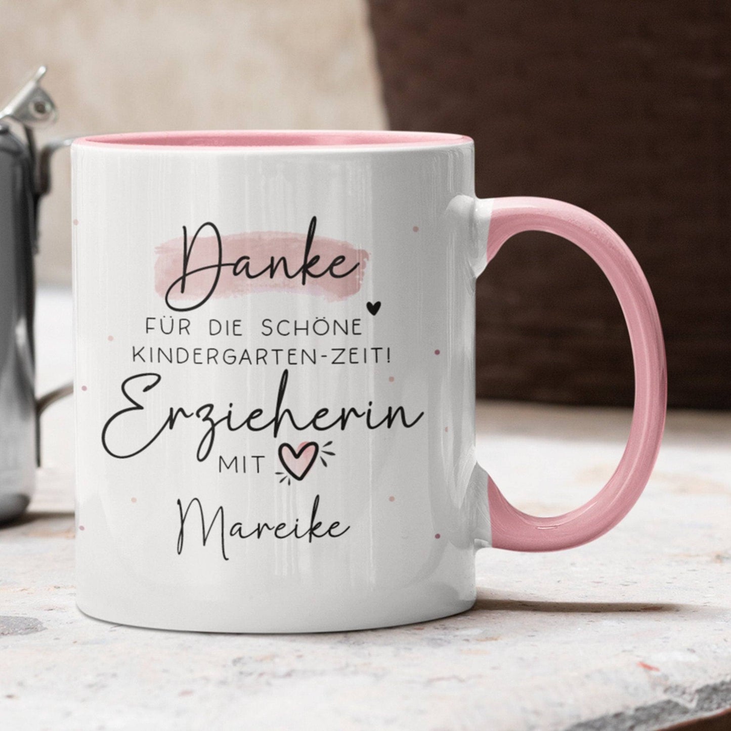 Personalisierte Tasse " Danke für die schöne Kindergarten-Zeit" Geschenke Namen Kinder. Geschenk für Erzieher und Erzieherin. Abschied kleinebuchstaben