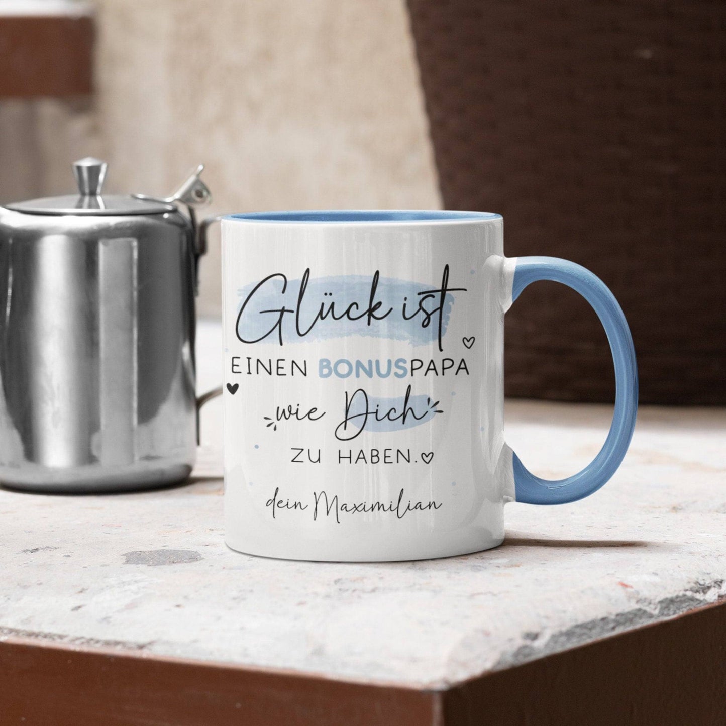 Bonuspapa Tasse personalisiert Bonus Papa zum Vatertag - Geburtstag - Kaffeetasse mit Wunschnamen. Geschenk, Geschenk, Weihnachtsgeschenk kleinebuchstaben