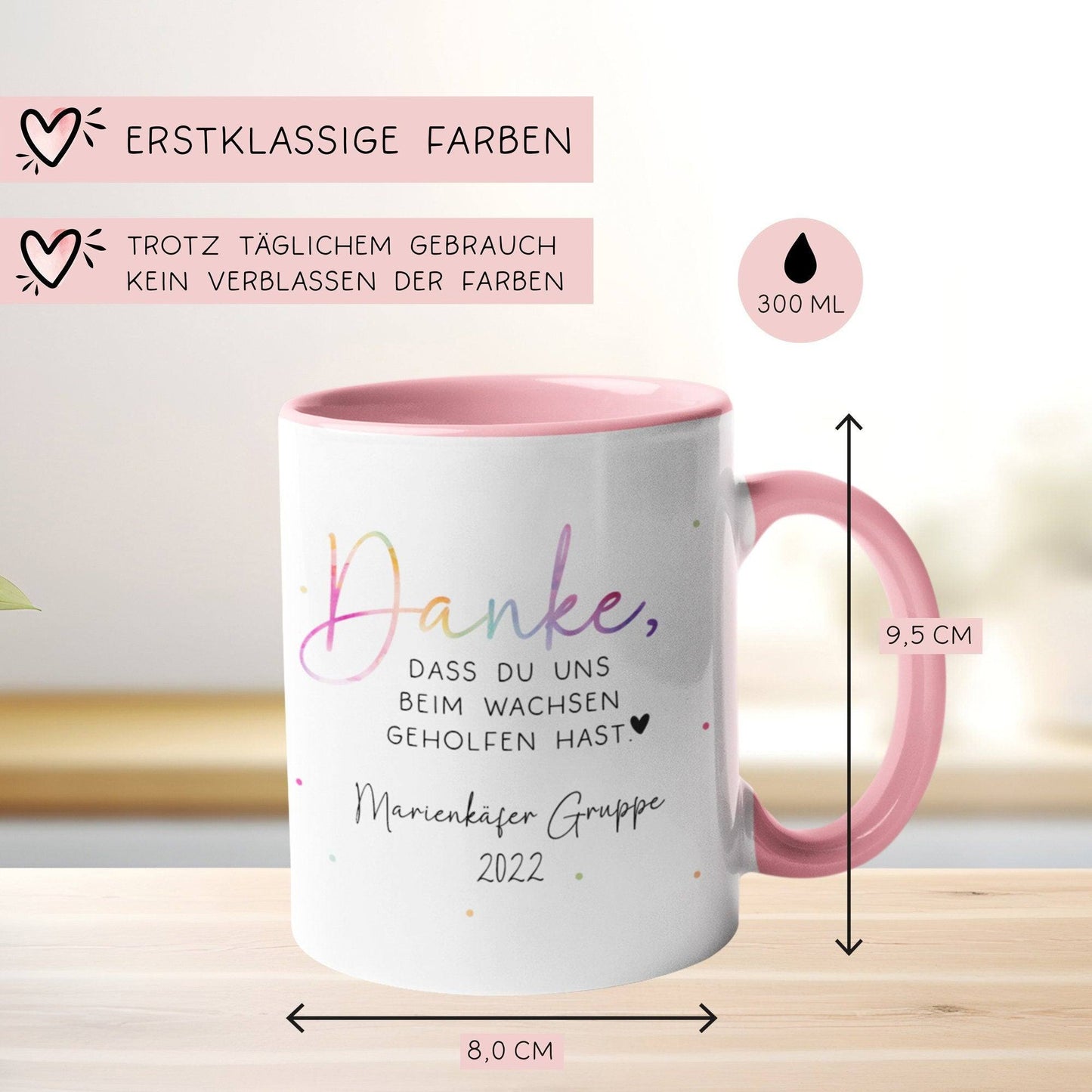 Personalisierte Tasse Danke, dass du uns beim Wachsen geholfen hast - Kindergarten Abschied - Tasse Erzieherin - Personalisiert - Geschenk kleinebuchstaben