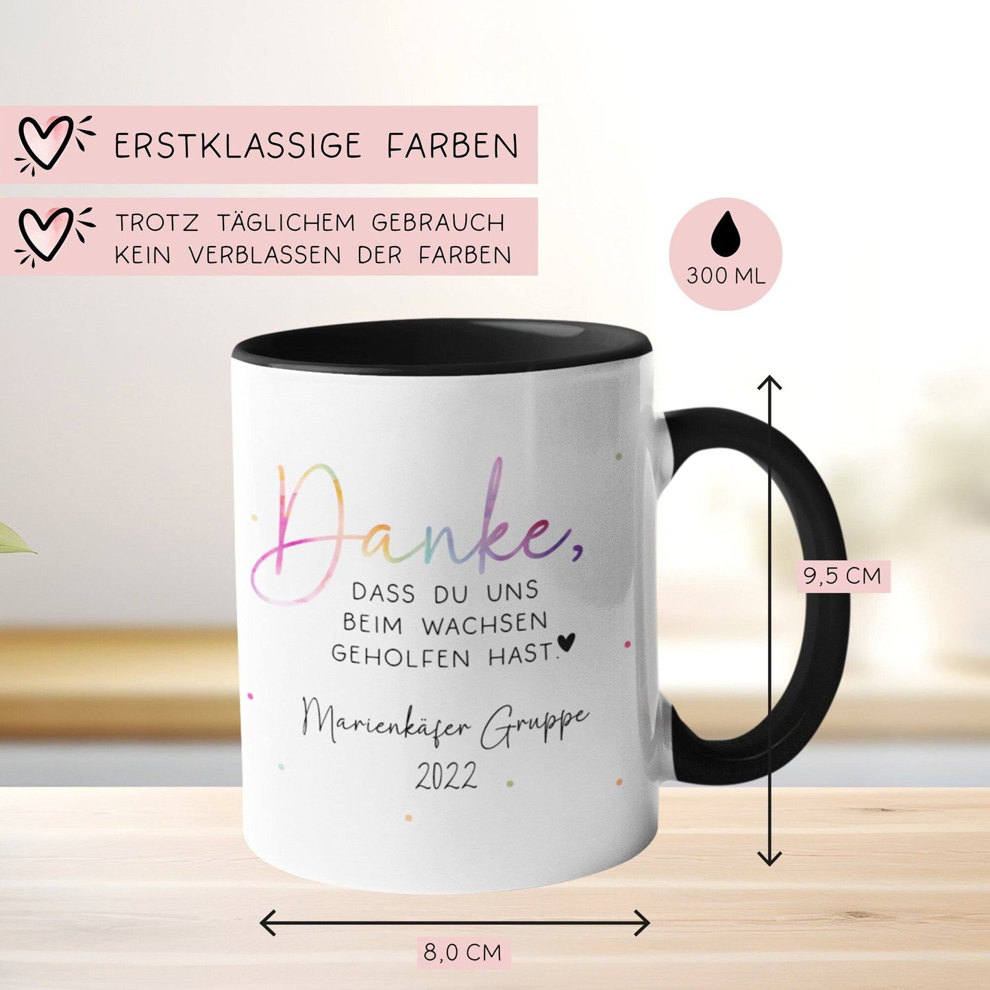 Tasse Personalisiert - Danke, dass du uns beim Wachsen geholfen hast - Abschied Kindergarten - Tasse Krabbelgruppe - Geschenk kleinebuchstaben
