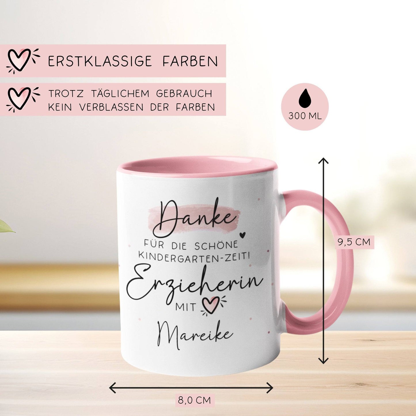 Personalisierte Tasse " Danke für die schöne Kindergarten-Zeit" Geschenke Namen Kinder. Geschenk für Erzieher und Erzieherin. Abschied kleinebuchstaben