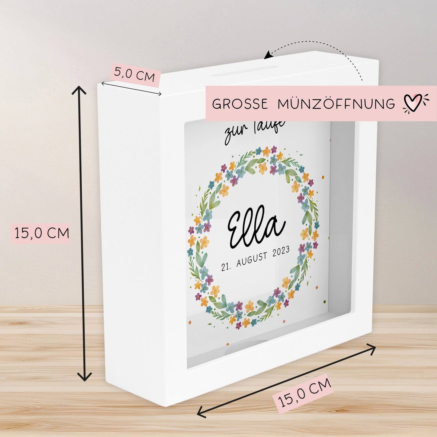 Konfirmation Kommunion Spardose Taufe personalisiert mit Namen zur Geburt Kommunion Konfirmation eines Kindes mit Taufspruch Geldgeschenk kleinebuchstaben