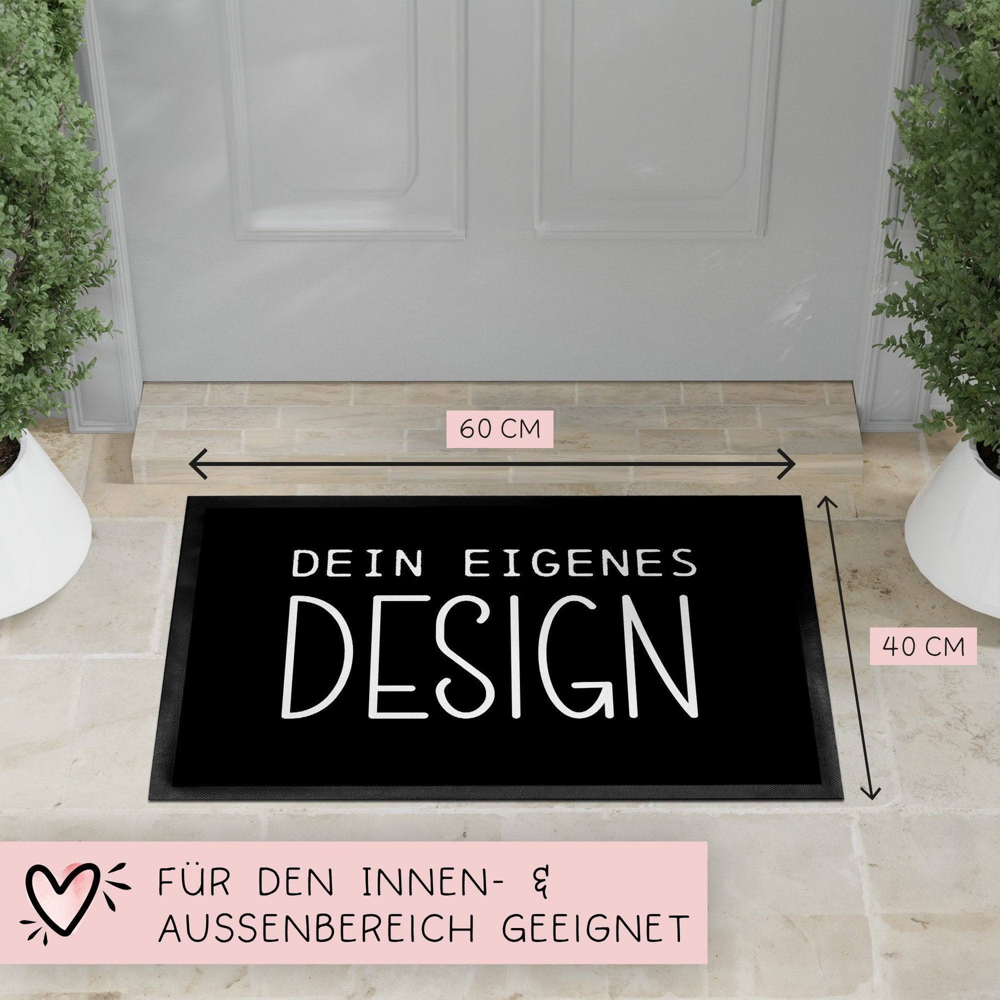 Personalisierte Fußmatte mit Name & Foto -Eigene Fußmatte erstellen - Selbst gestalten nach Wunsch - Individuelle Fußmatten - 60x40 cm  kleinebuchstaben