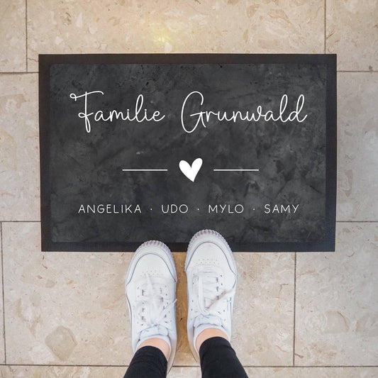Personalisierte Fußmatte - Fussmatte Nachnamen Vornamen Wunschnamen | 60x40 cm | Geschenkidee zum Umzug, Einzug für Familien, Umzug kleinebuchstaben