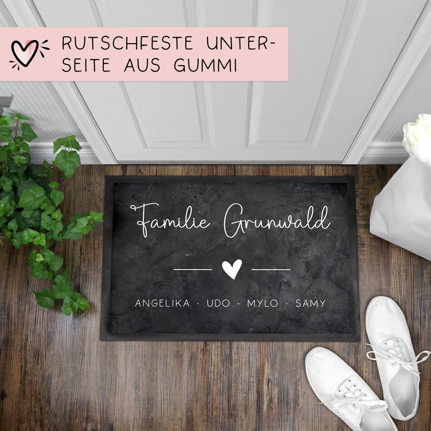 Personalisierte Fußmatte - Fussmatte Nachnamen Vornamen Wunschnamen | 60x40 cm | Geschenkidee zum Umzug, Einzug für Familien, Umzug kleinebuchstaben