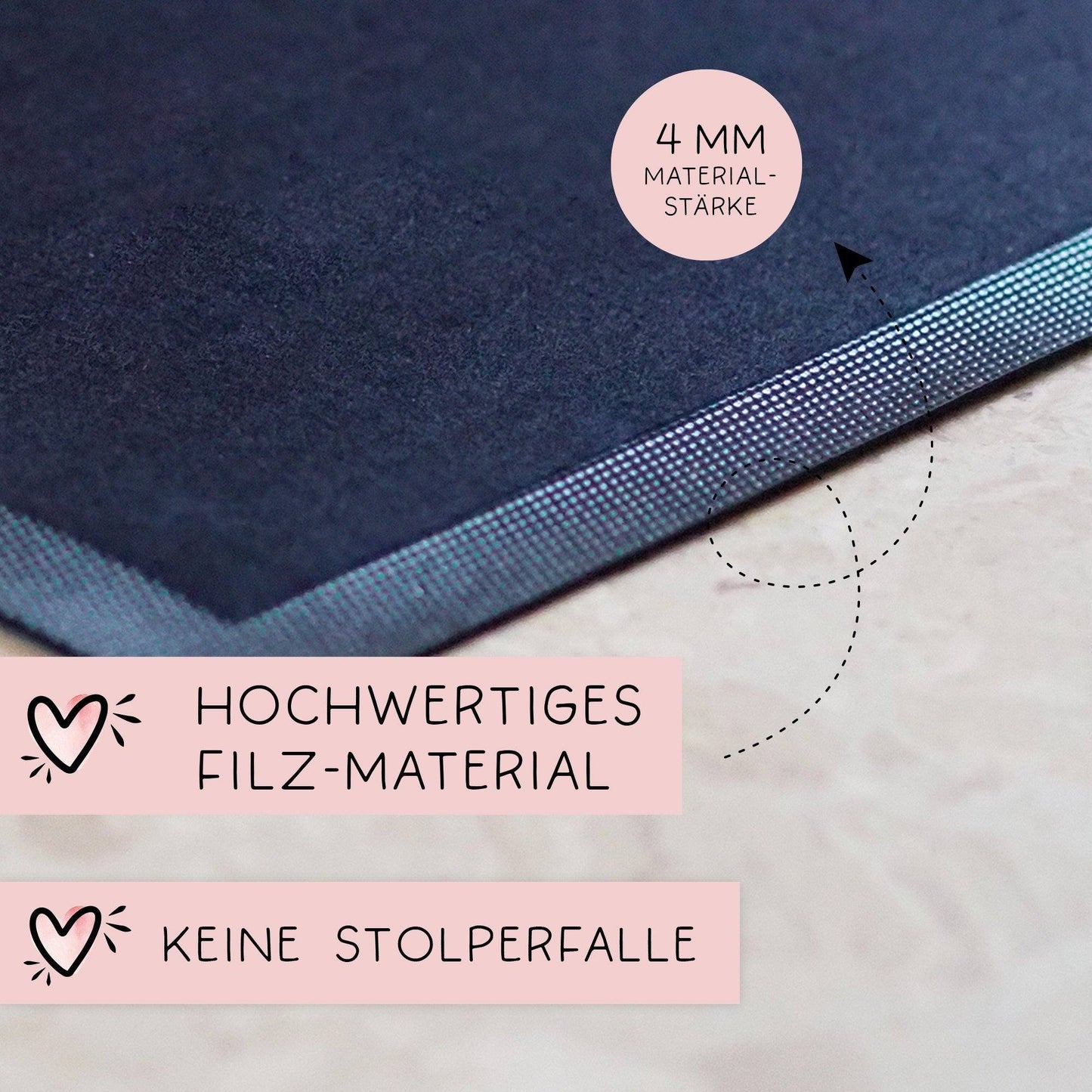 Fußmatte mit Namen Personalisiert - Rotes Herz - Fussmatte Vornamen Wunschnamen | 60x40 cm | Geschenkidee zum Umzug, Einzug für Paare kleinebuchstaben