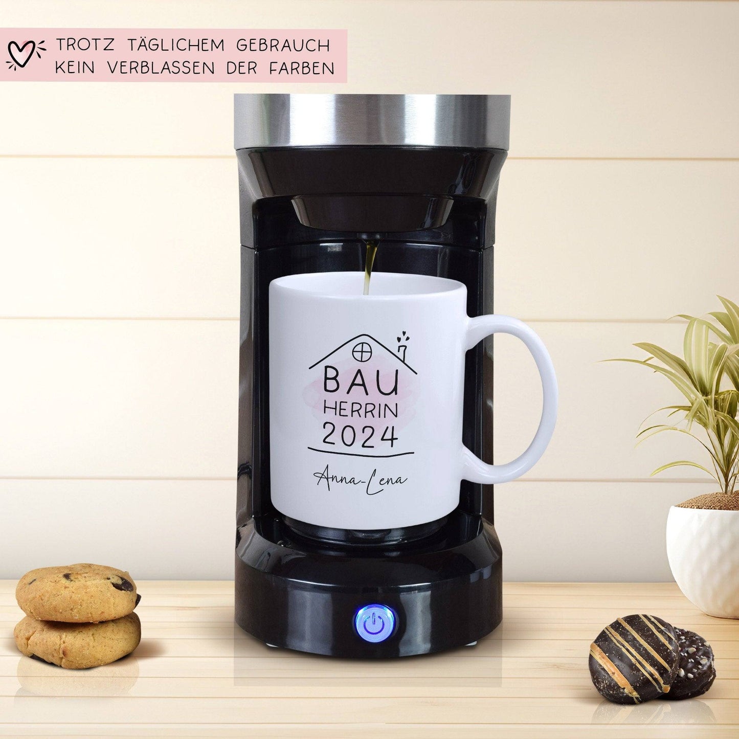 Bauherrin Tasse 2024 Name, Richtfest Geschenk, Becher Geschenke zum Richtfest, Geschenkideen zum Hausbau Einweihung Hausbauer - 330ml kleinebuchstaben