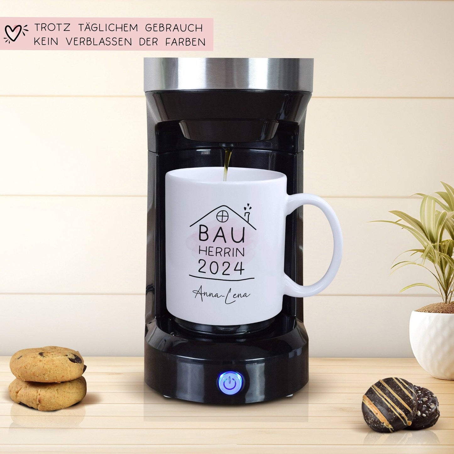 Bauherrin Tasse 2024 Name, Richtfest Geschenk, Becher Geschenke zum Richtfest, Geschenkideen zum Hausbau Einweihung Hausbauer - 330ml kleinebuchstaben