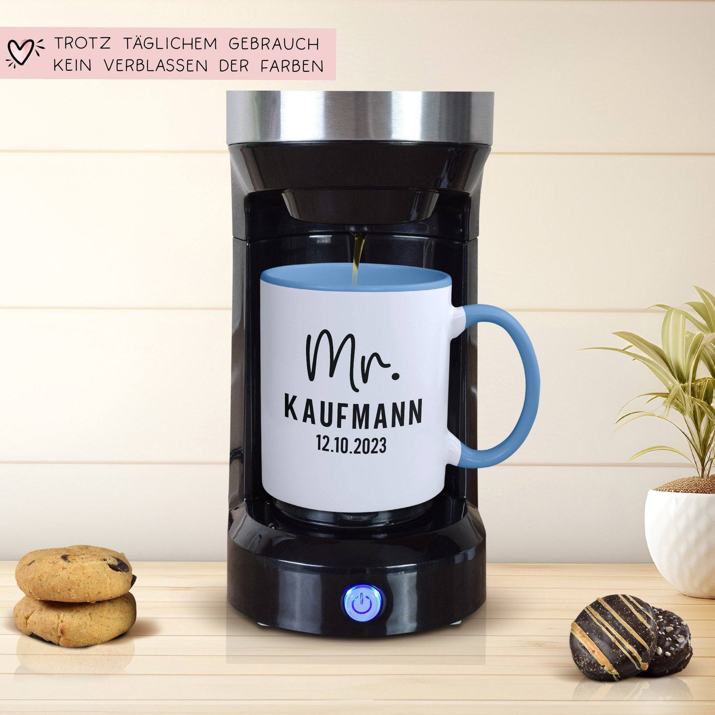 Mr. & Mrs. Tasse Hochzeit personalisiert Becher mit Wunschnamen und Datum – Namenstasse Hochzeitsgeschenk - Braut Bräutigam – Kaffeetasse kleinebuchstaben