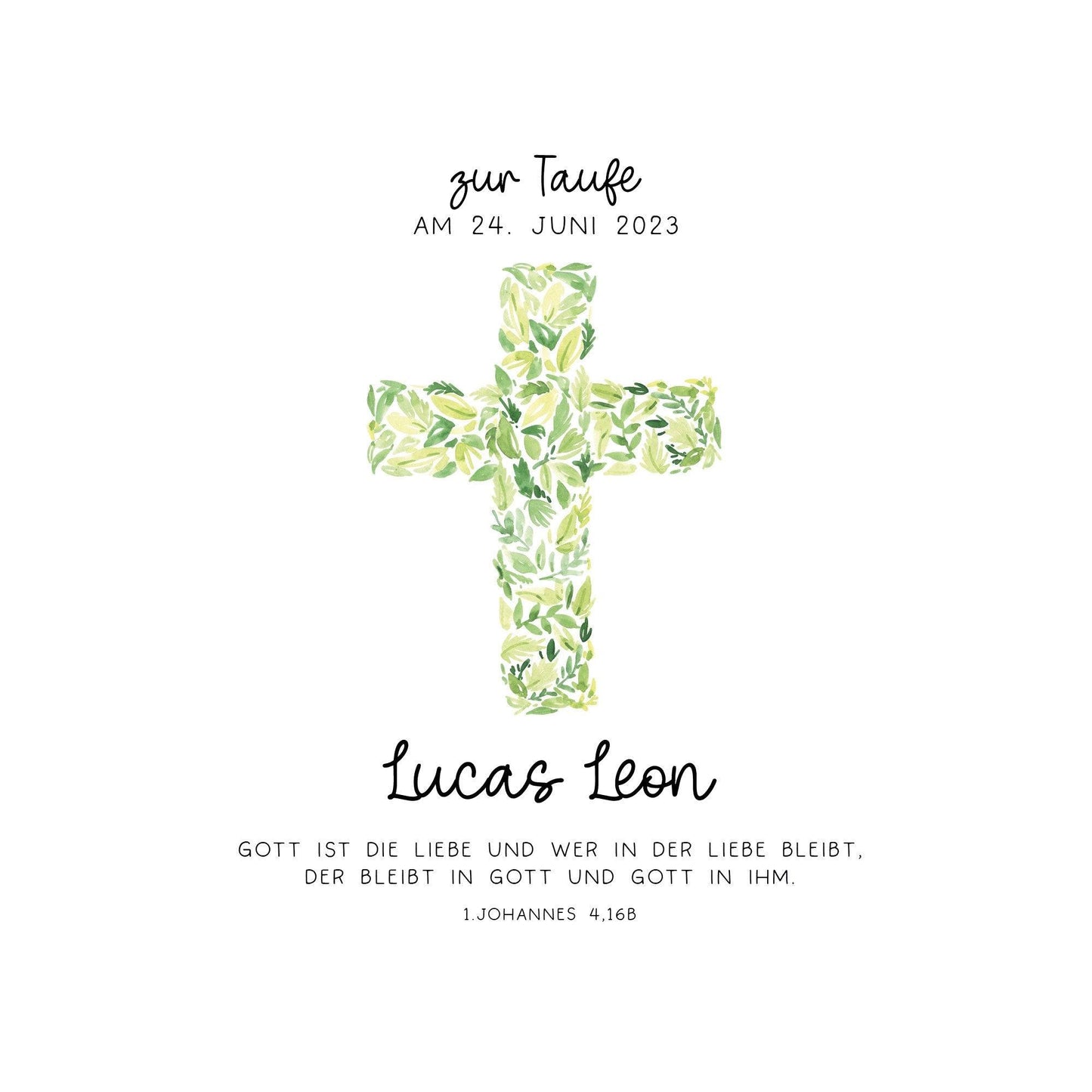 Kreuz Grün Holz Spardose Taufe personalisiert mit Namen zur Geburt Kommunion Konfirmation eines Kindes mit Taufspruch als Geldgeschenk kleinebuchstaben