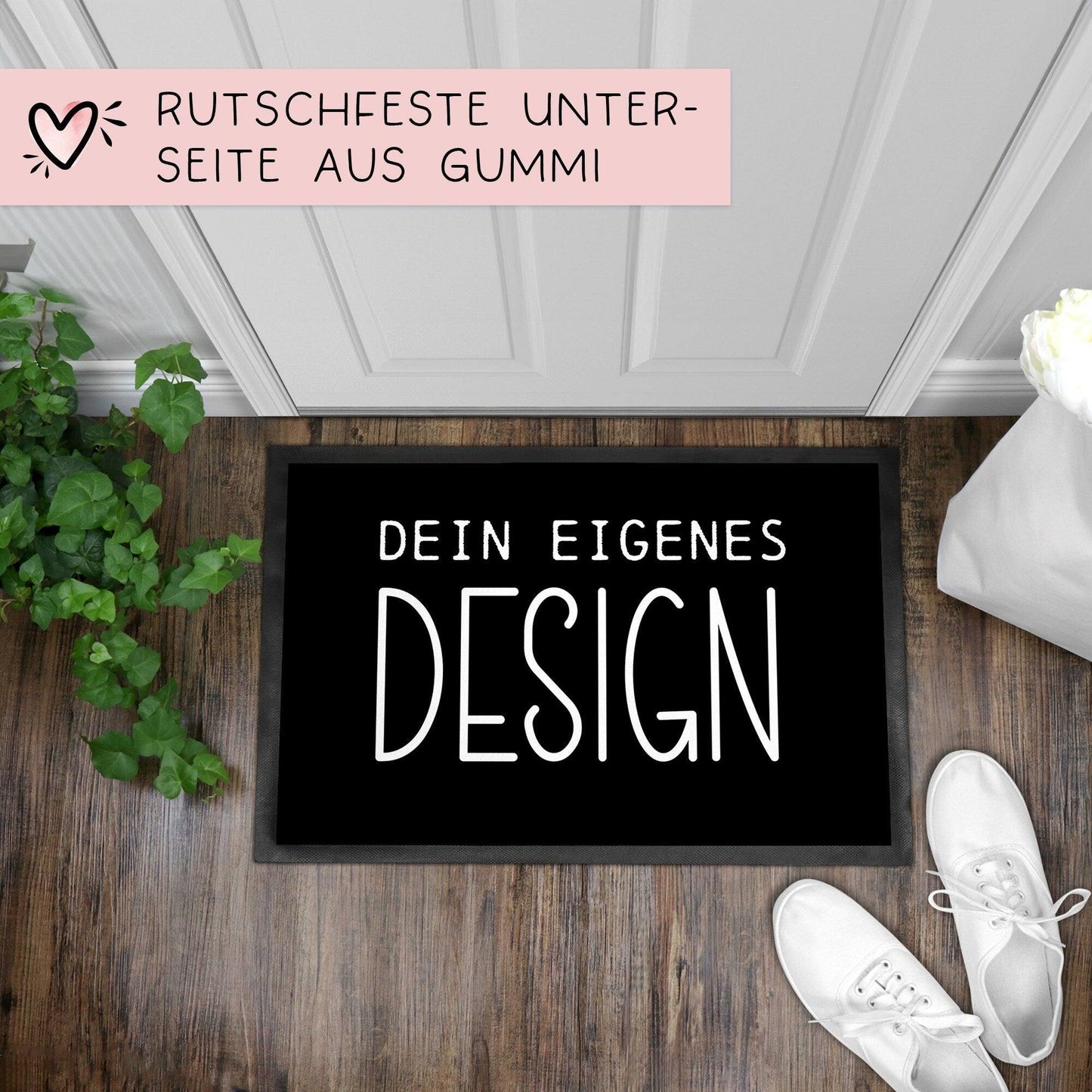 Personalisierte Fußmatte mit Name & Foto -Eigene Fußmatte erstellen - Selbst gestalten nach Wunsch - Individuelle Fußmatten - 60x40 cm kleinebuchstaben