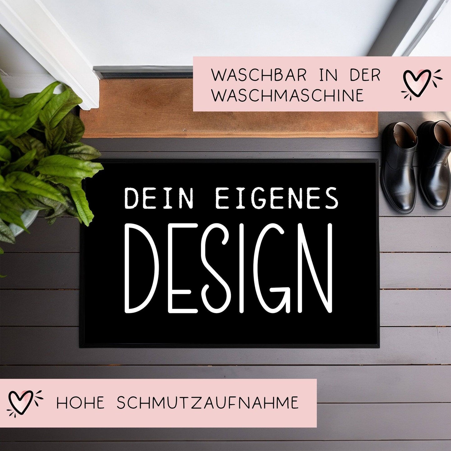Personalisierte Fußmatte mit Name & Foto -Eigene Fußmatte erstellen - Selbst gestalten nach Wunsch - Individuelle Fußmatten - 60x40 cm kleinebuchstaben