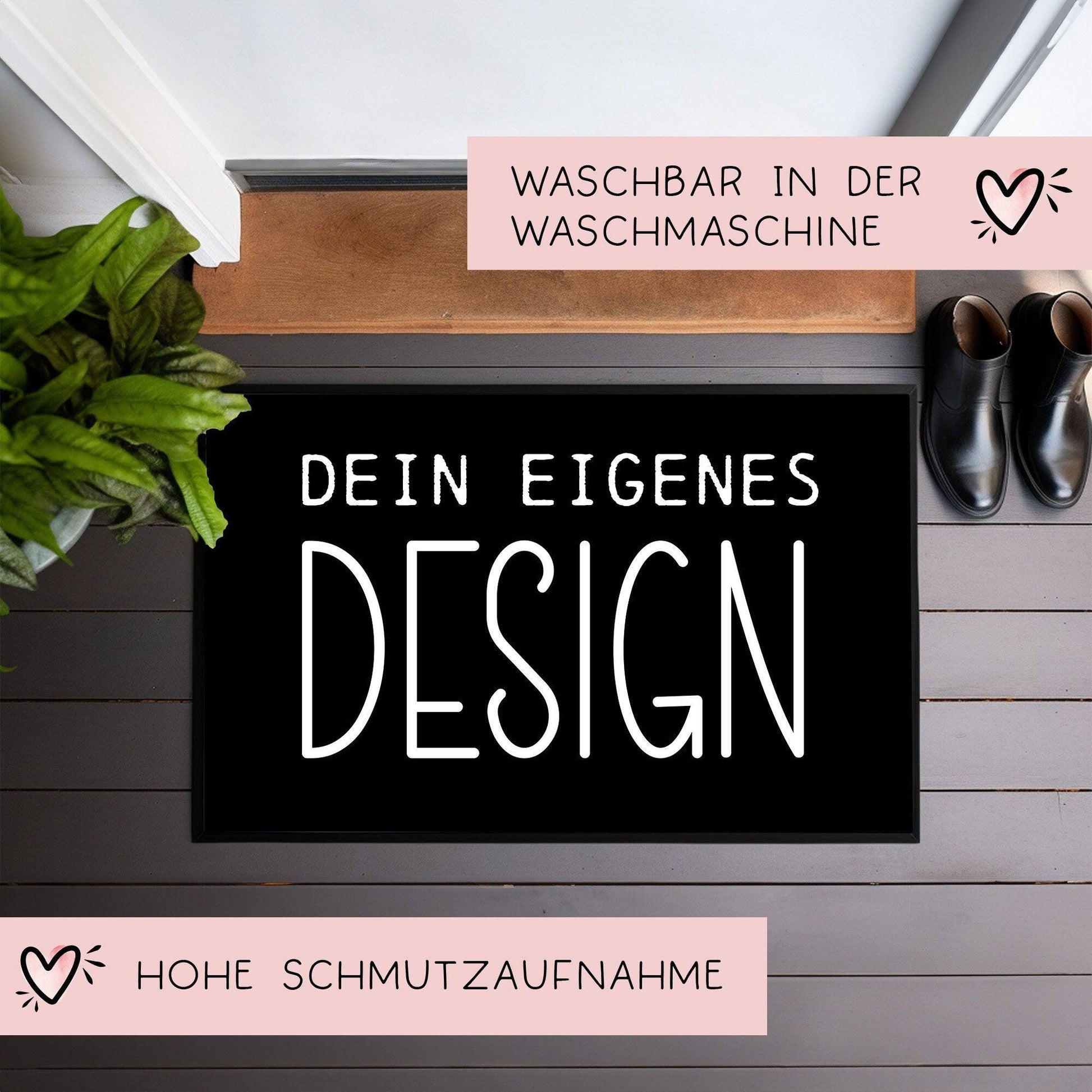 Personalisierte Fußmatte mit Name & Foto -Eigene Fußmatte erstellen - Selbst gestalten nach Wunsch - Individuelle Fußmatten - 60x40 cm  kleinebuchstaben